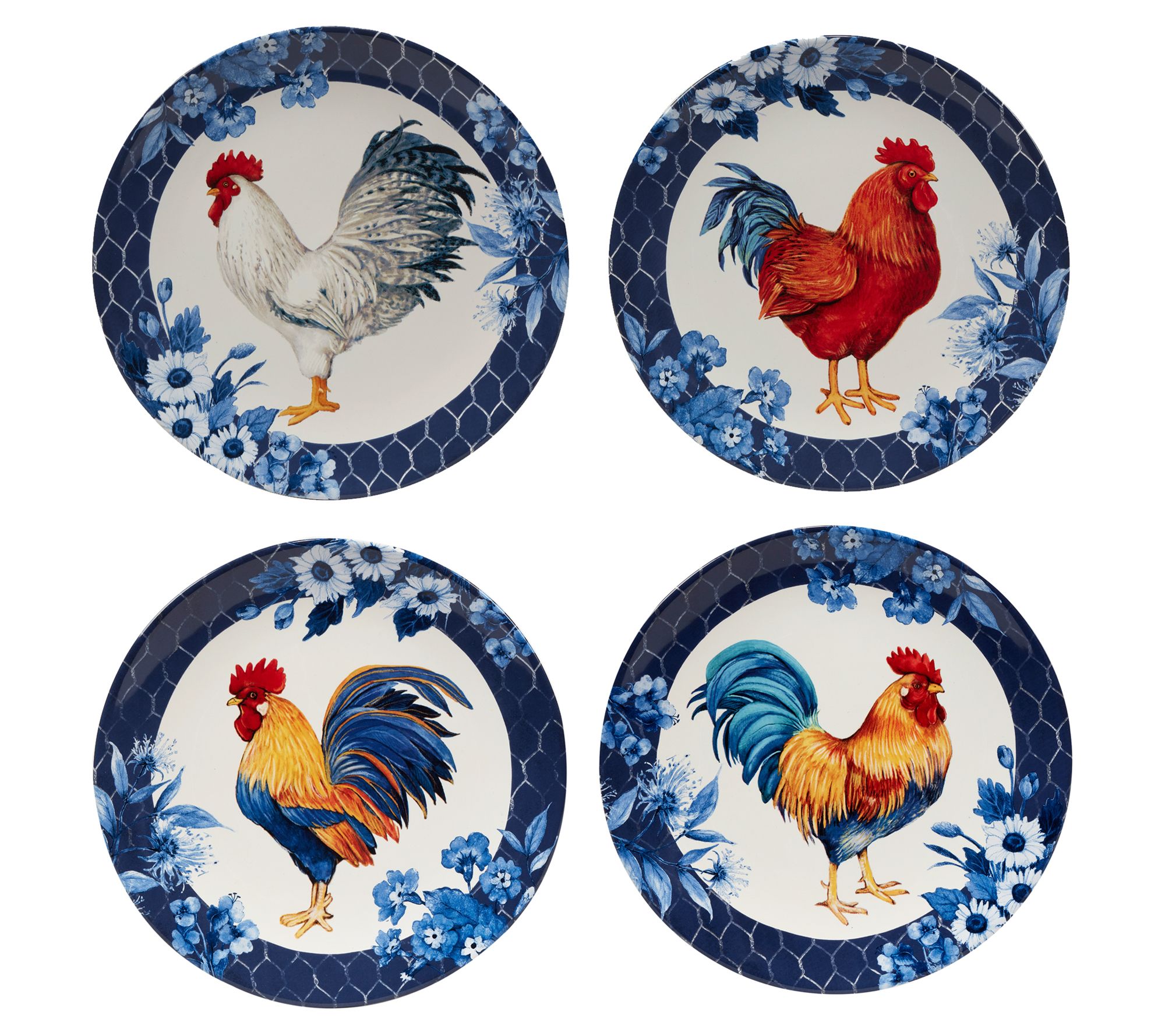 Indigo Rooster Ceramic Kitchen Canister Set