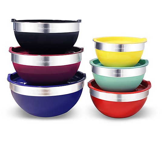 Elite Gourmet 12 Piece Colored Mixing Bowls