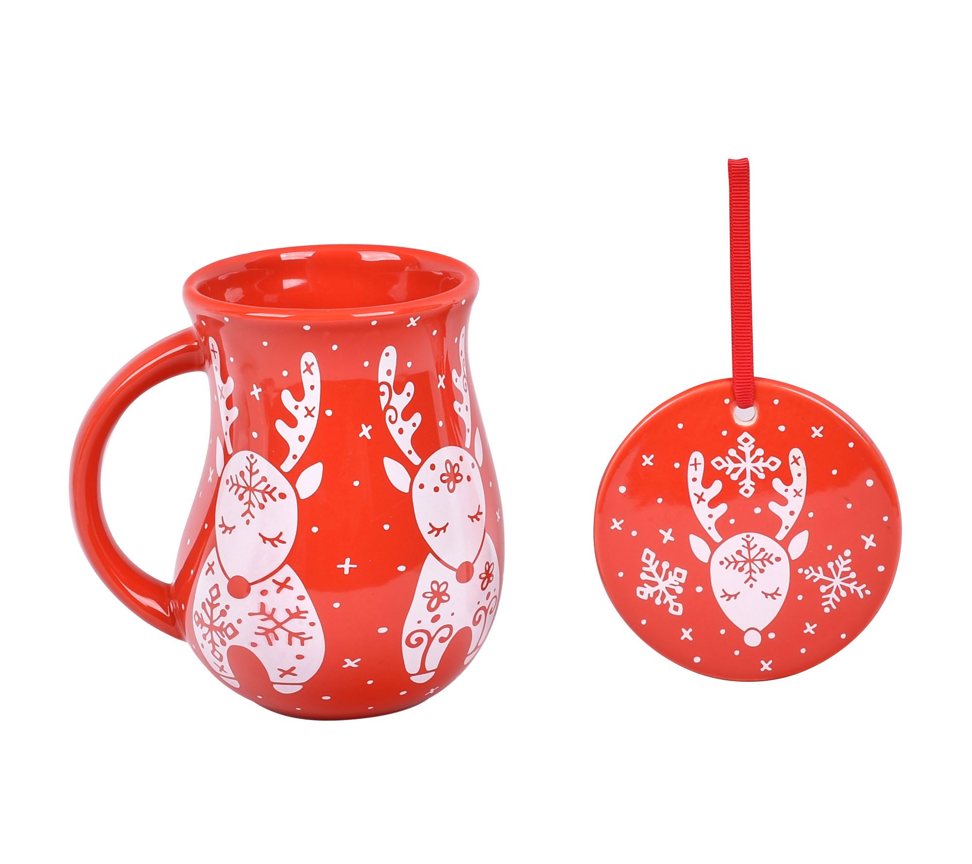 Temp-Tations 14-oz Ceramic Mug withWarming Base ,Red