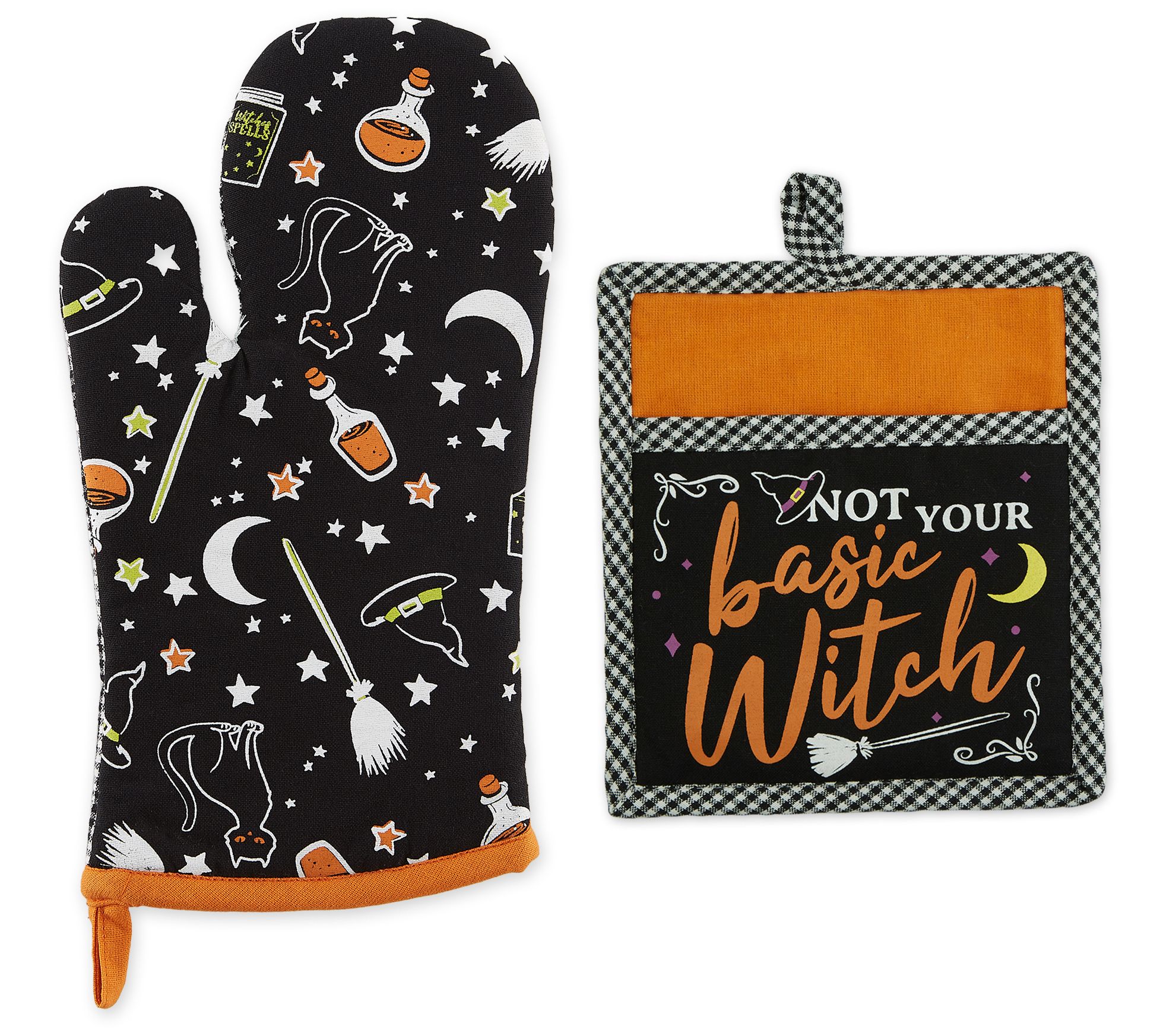 Includes 1 Oven Mitt and 2 Pot Holders Kitchen Linen Set Witch/Halloween 