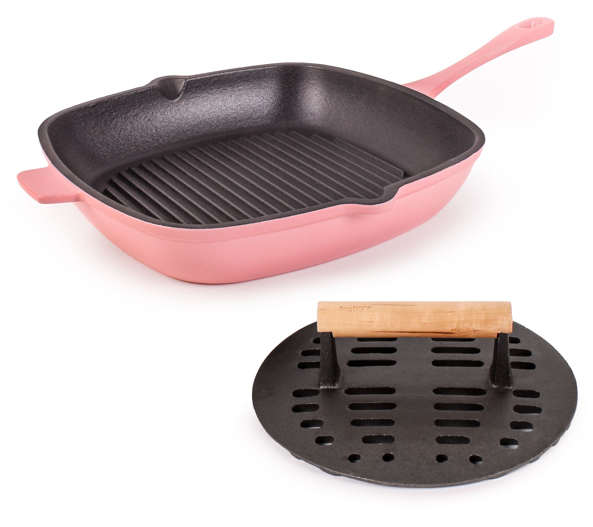 BergHOFF Neo 2P c Cast Iron 11" Grill Pan & Sl otted Steak Pre