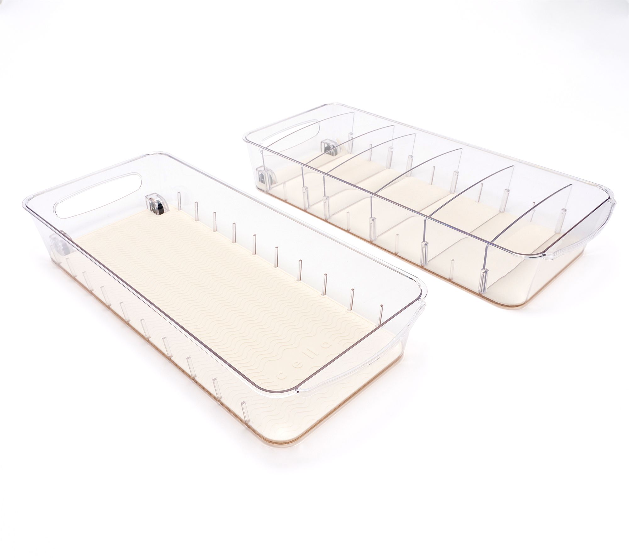 "As Is" Cella S/2 Low Wall Rolling Fridge Bins with Dividers