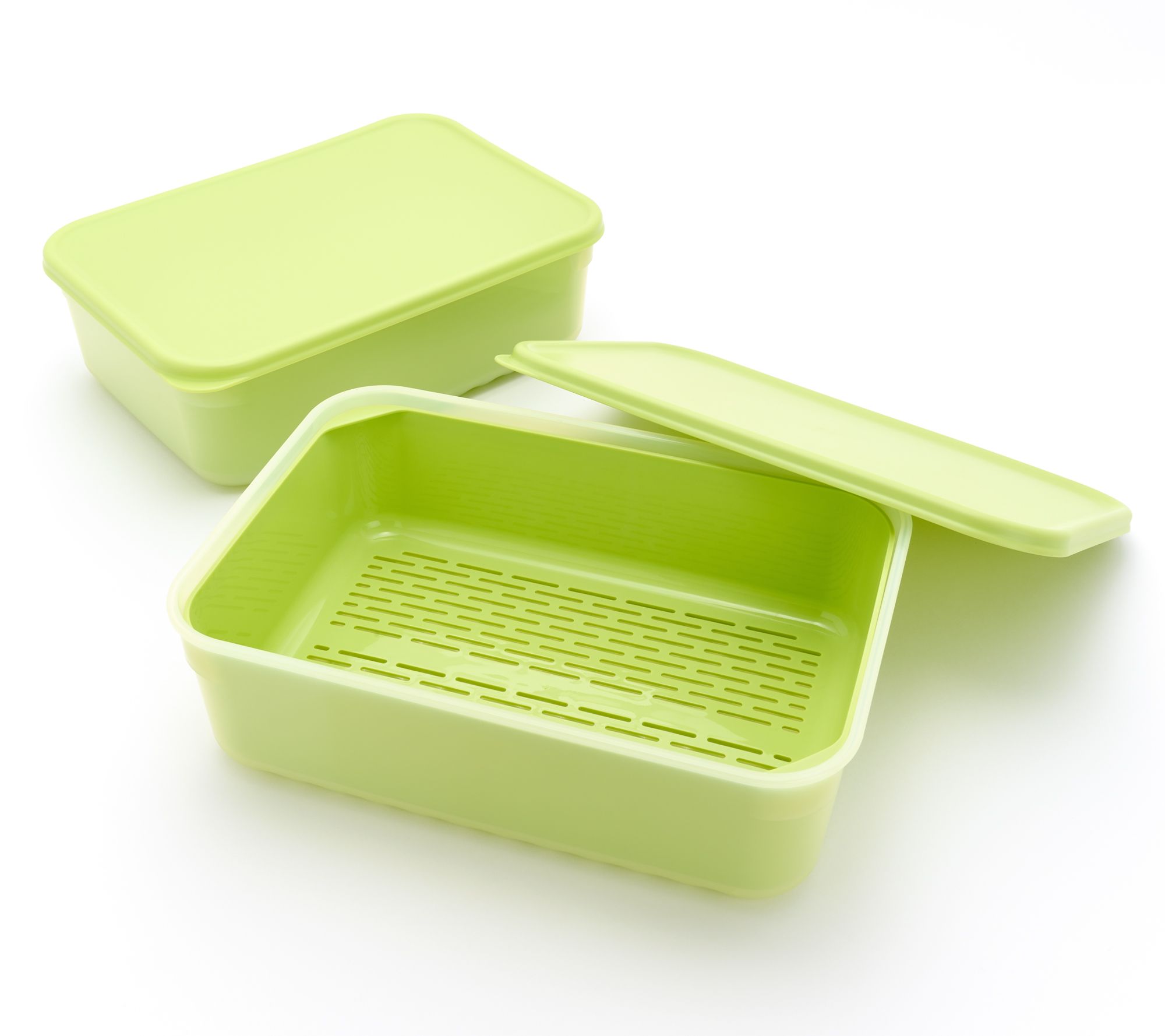 LocknLock S/2 Food Fresh Rectangle Storage Set w/ (2) Drip Trays