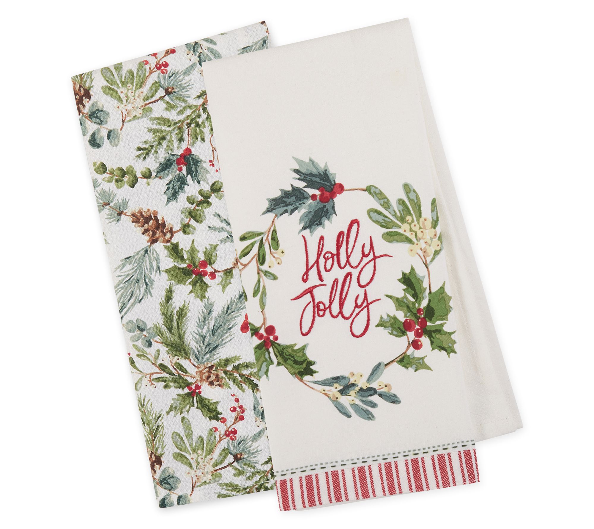 Design Imports Set of 2 Holly Jolly Kitchen Towels