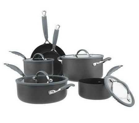 EPPMO Nonstick 10 Pieces Cookware Set, Hard Anodized Pots and Pans Set With  Stay Cool Silicone Handle, Dishwasher Safe & Oven Safe