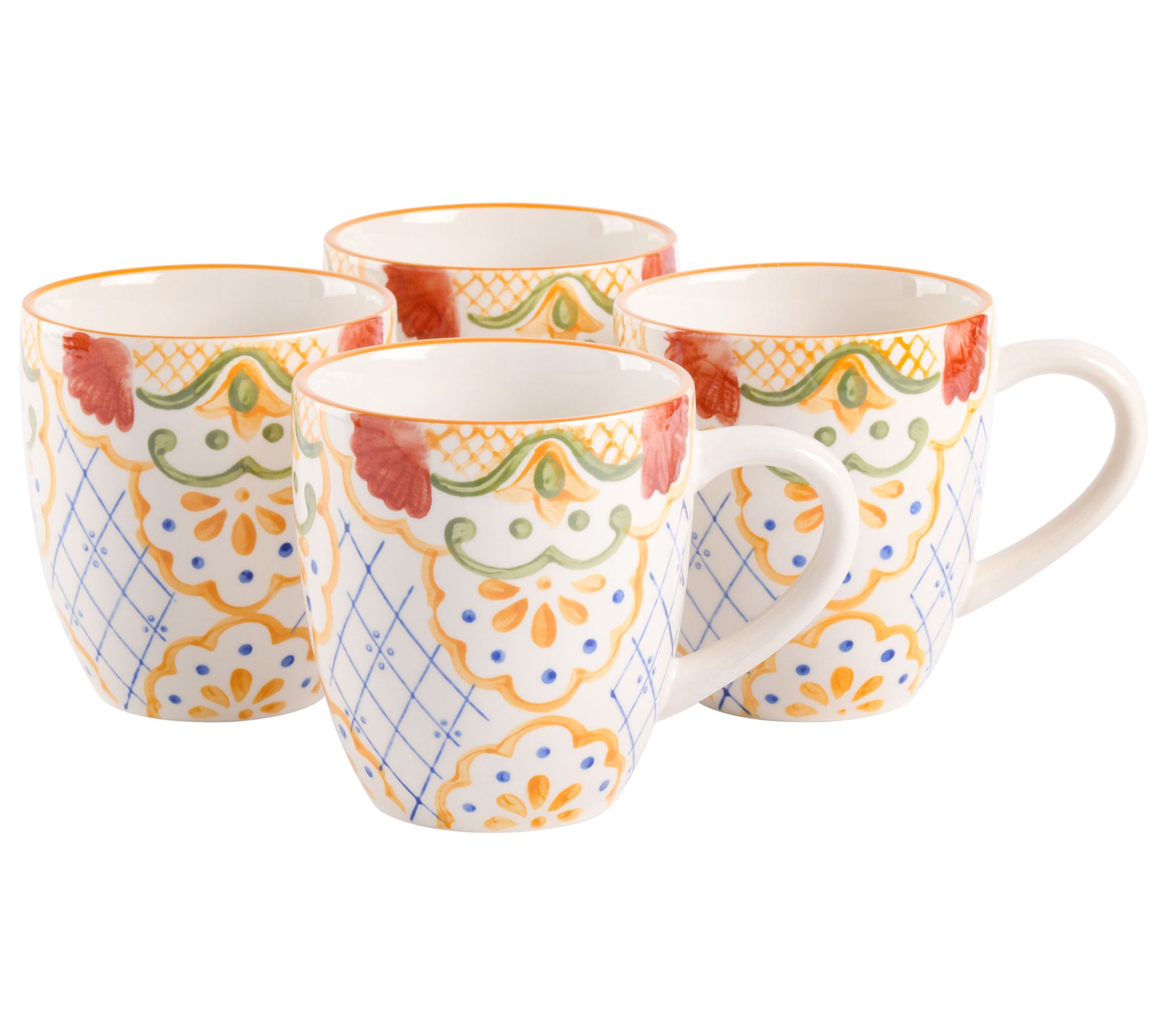 Laurie Gates Tierra Mosaic Set of 4 Hand Painted Mugs