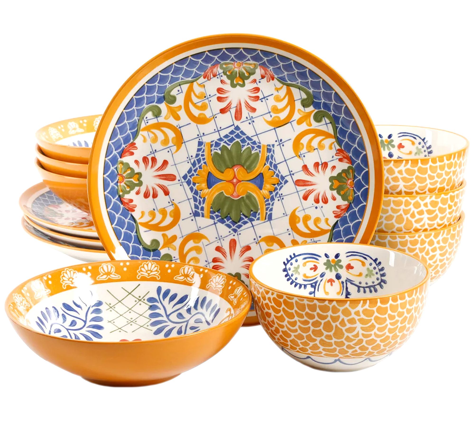 Laurie Gates Velletri 12-Piece Stoneware Dinnerware Set - QVC.com