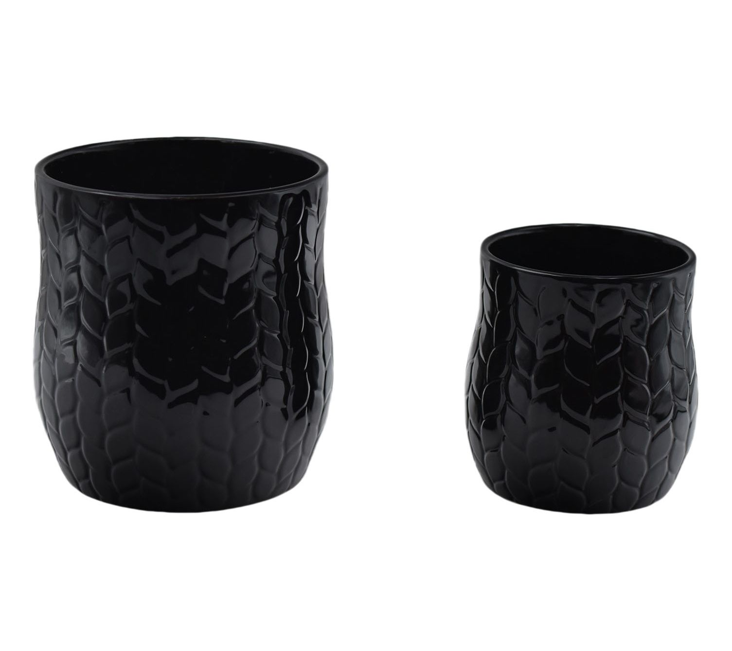 Temp-tations Carved Willow Set of (2) 1-qt and 2-qt Utensil Crocks