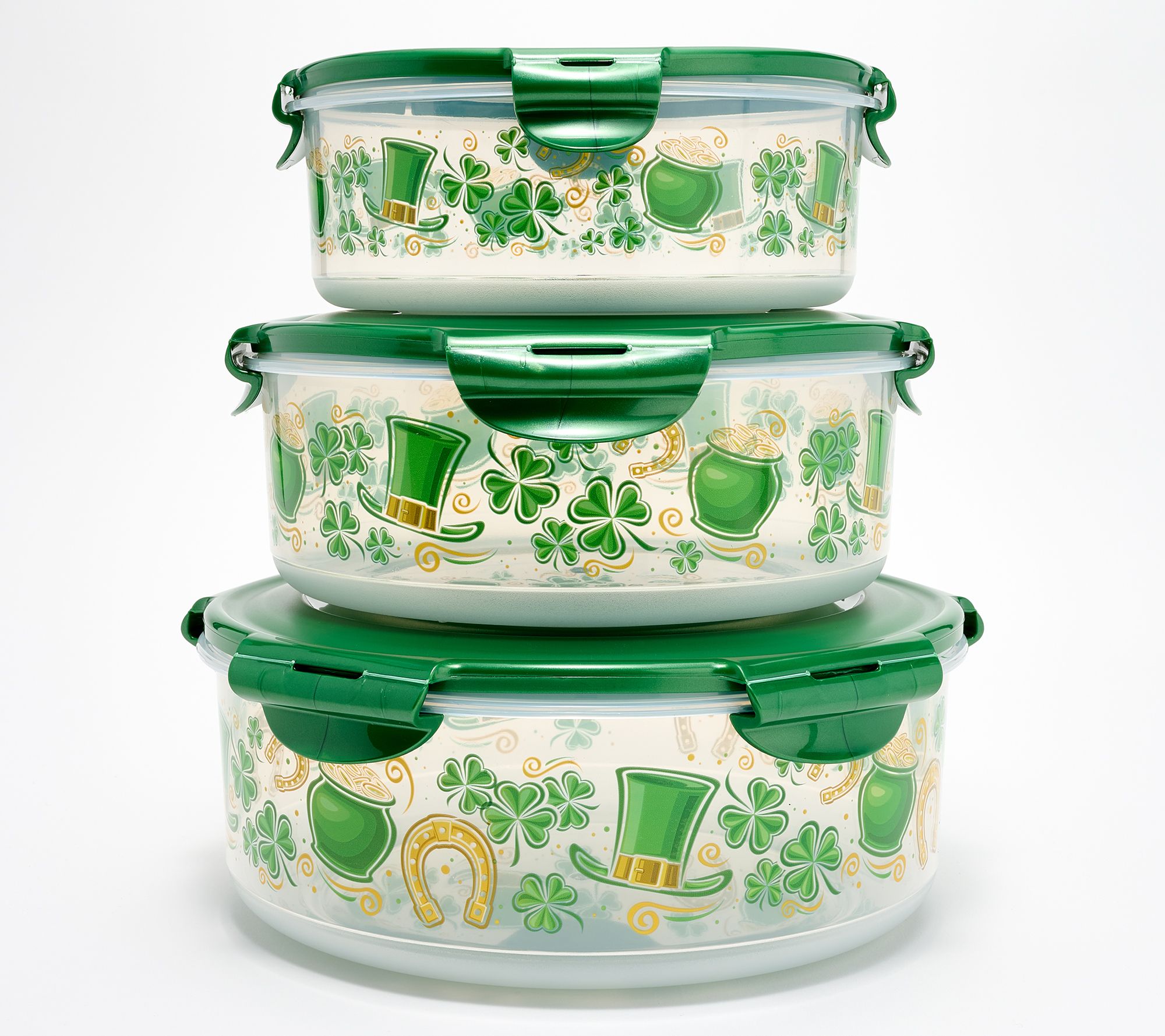 LocknLock 3-Piece Nestable Shamrock Print Canisters