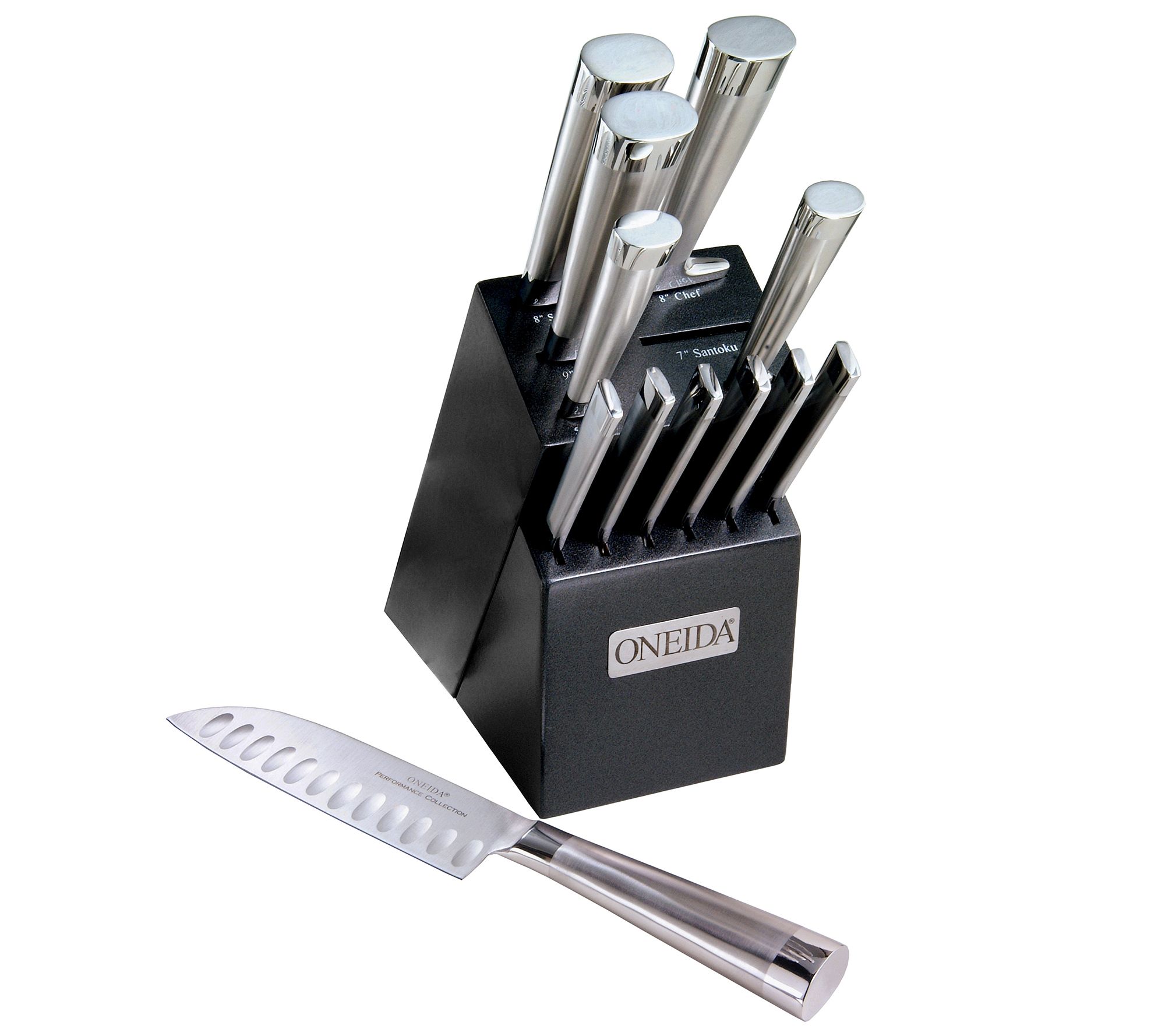 Oneida 13-Piece Stainless Steel Knife Set withBlock - Page 1 — QVC.com