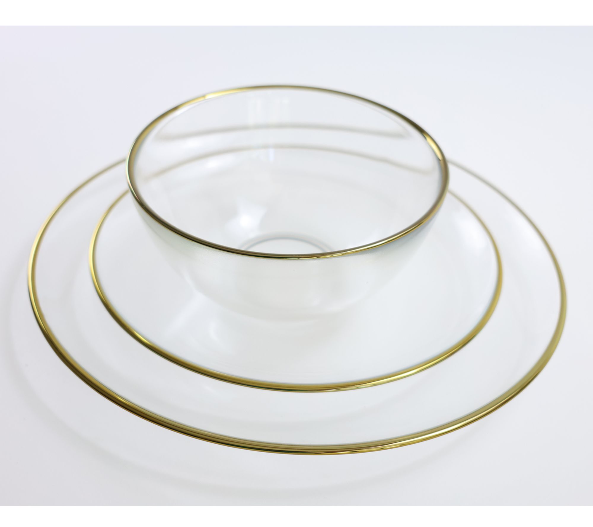 As Is BFF Collection 12-Piece GlassDinnerware Set w/Goldtone