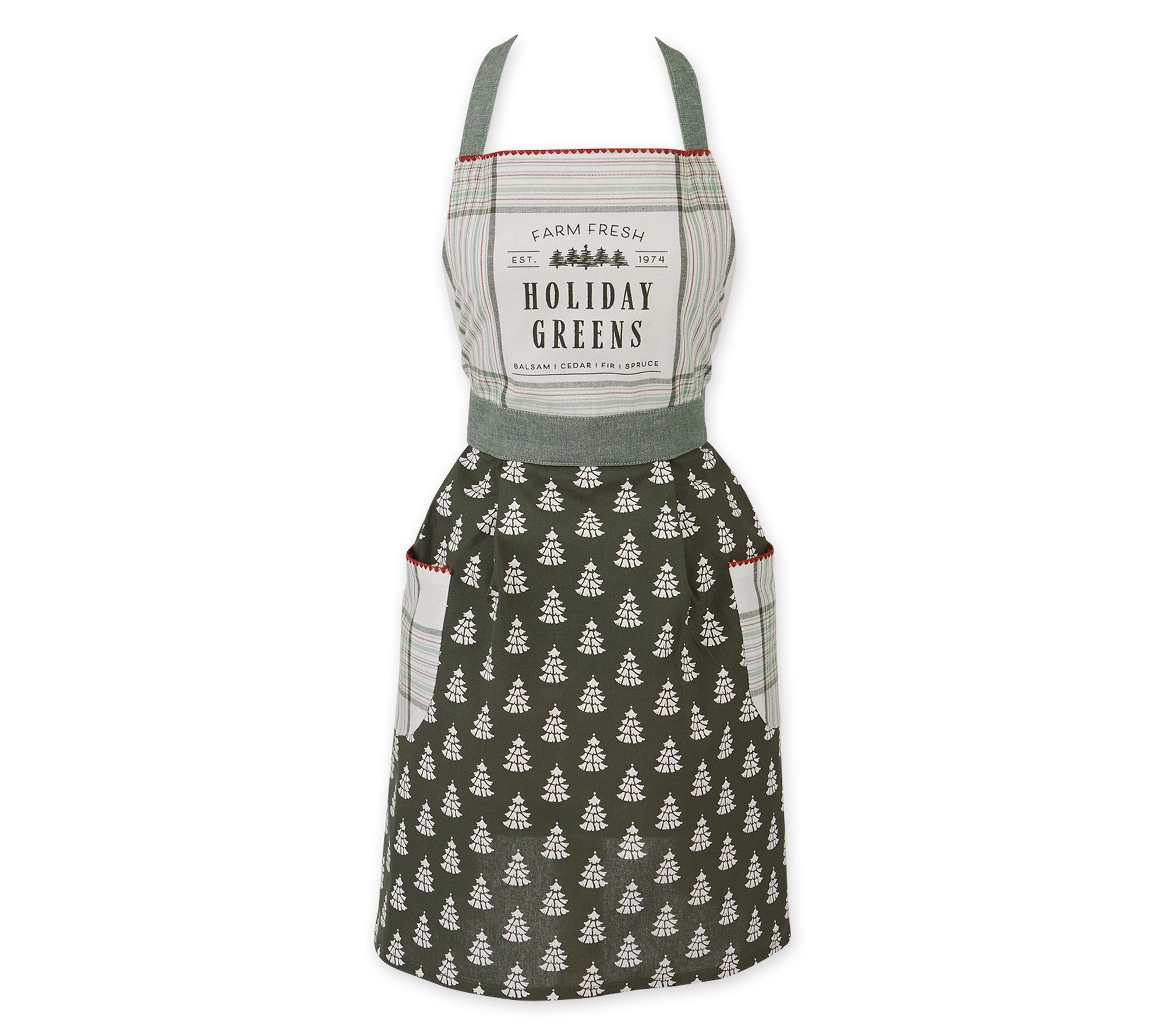 Design Imports Holiday Greens Printed Apron