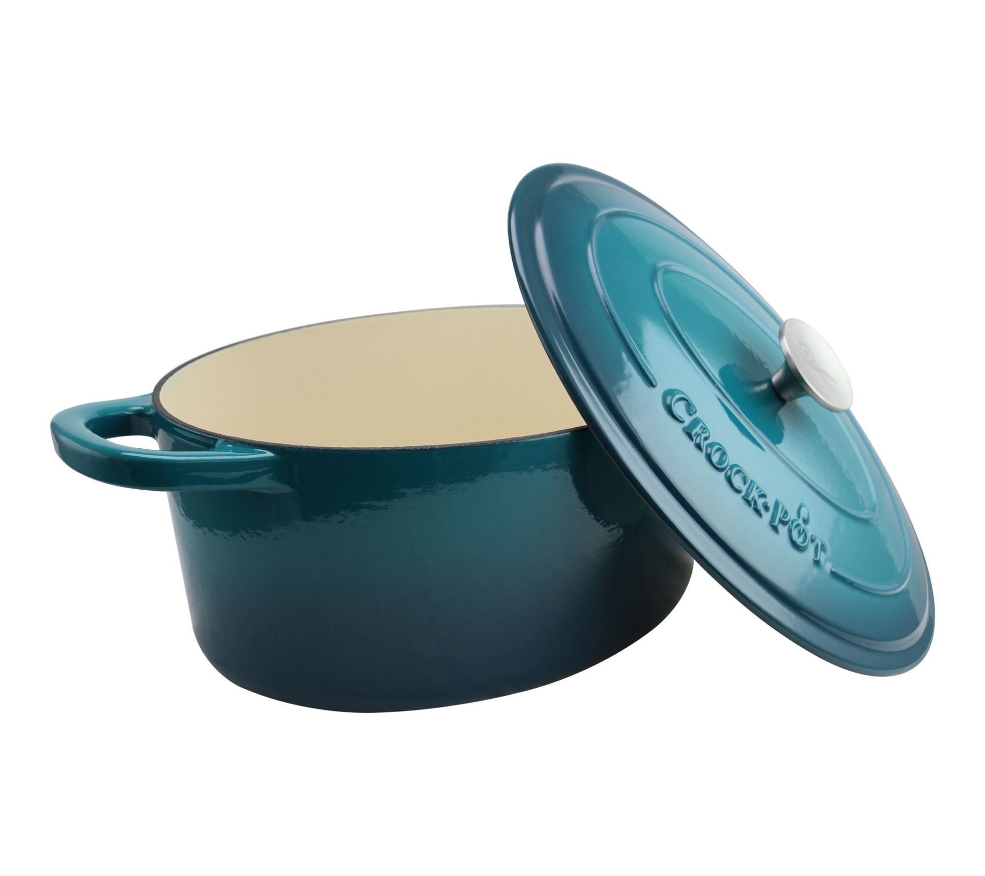 Crock Pot Artisan 7qt Enameled Cast Iron Oval Dutch Oven Teal