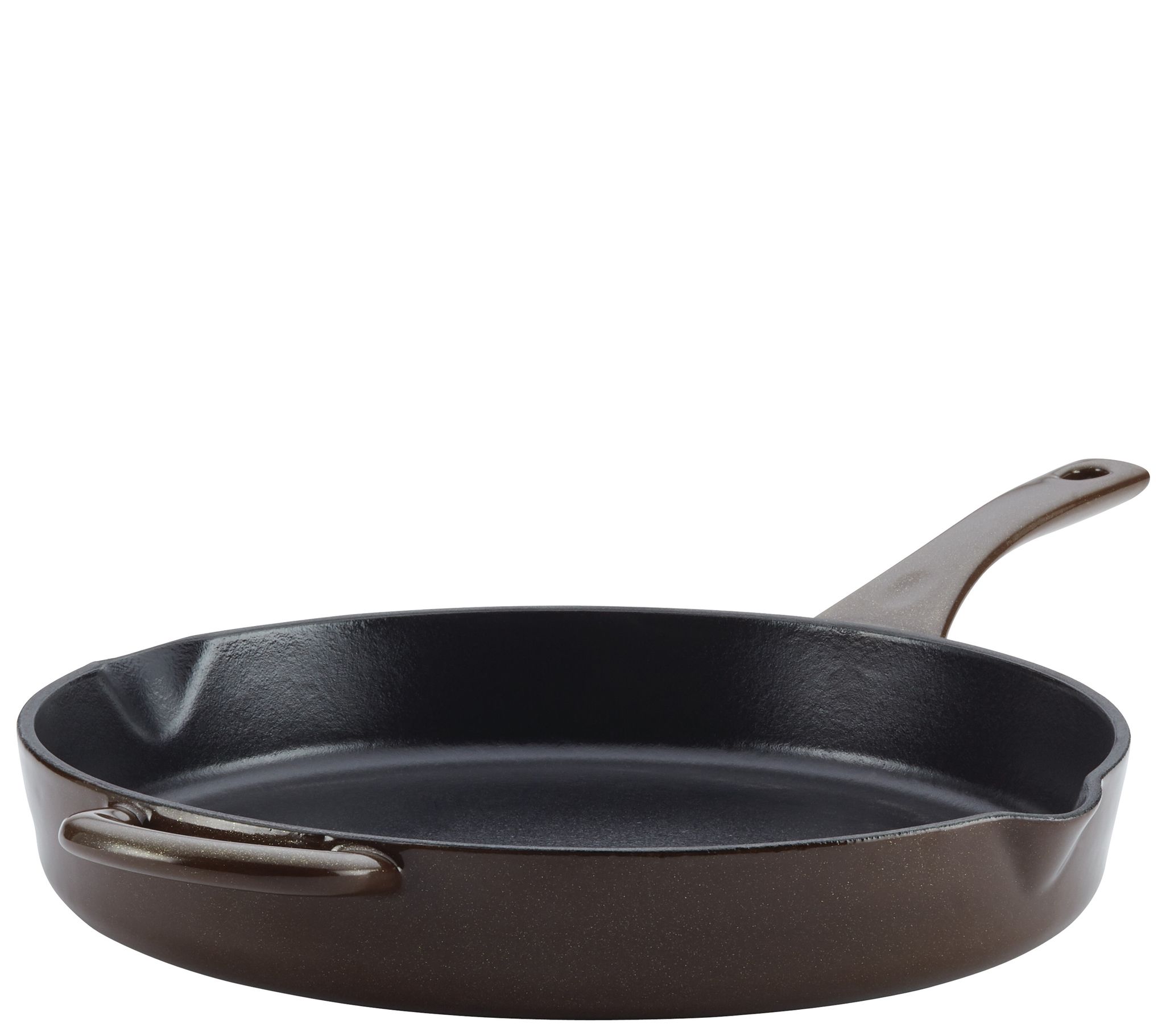 Ayesha Curry Enameled Cast Iron Induction Skillet with Pour Spouts, 10 inch,  French Vanilla 