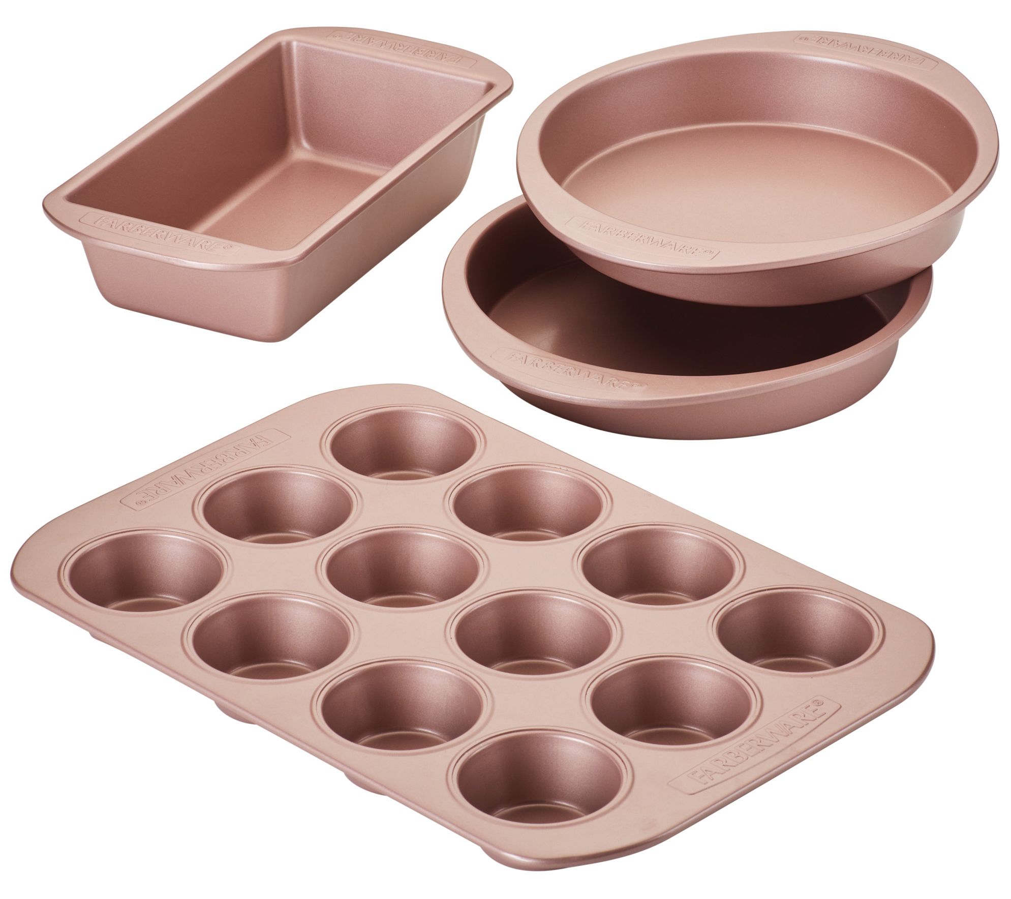 Farberware Steel 4-Piece Nonstick Muffin Pan and Cake Pan Set