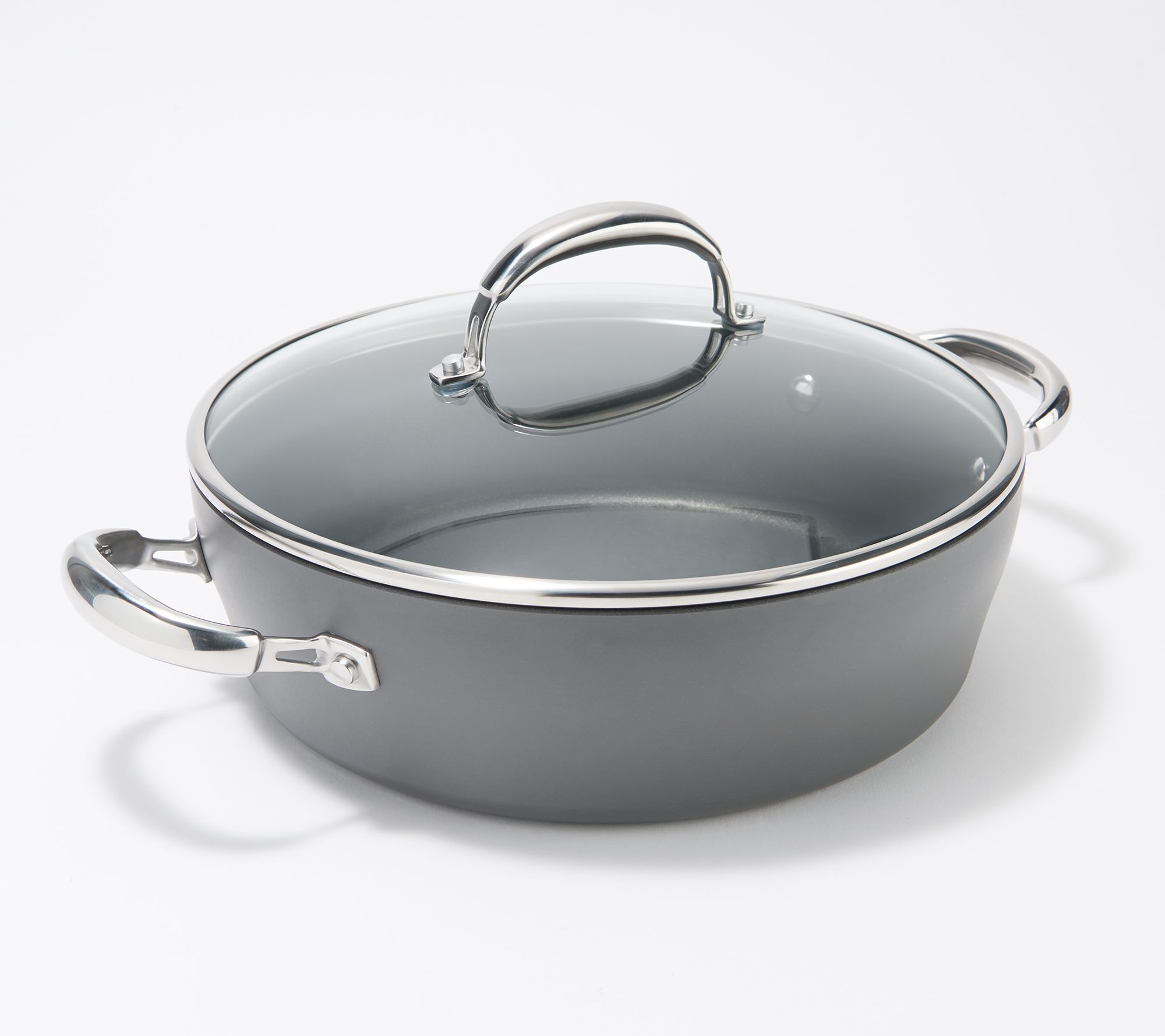 Cook's Essentials Hard Anodized 5-Quart Covered Sauteuse Pan 