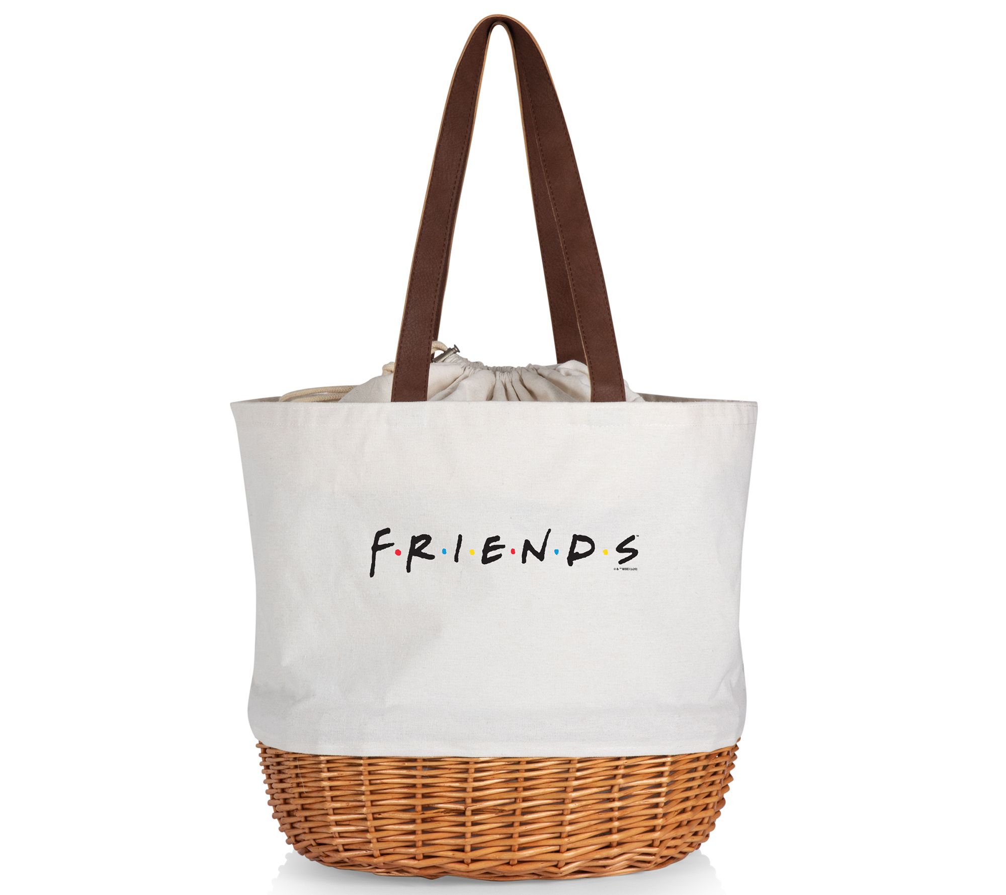 Picnic Time Friends Coronado Canvas and Willow Basket Tote