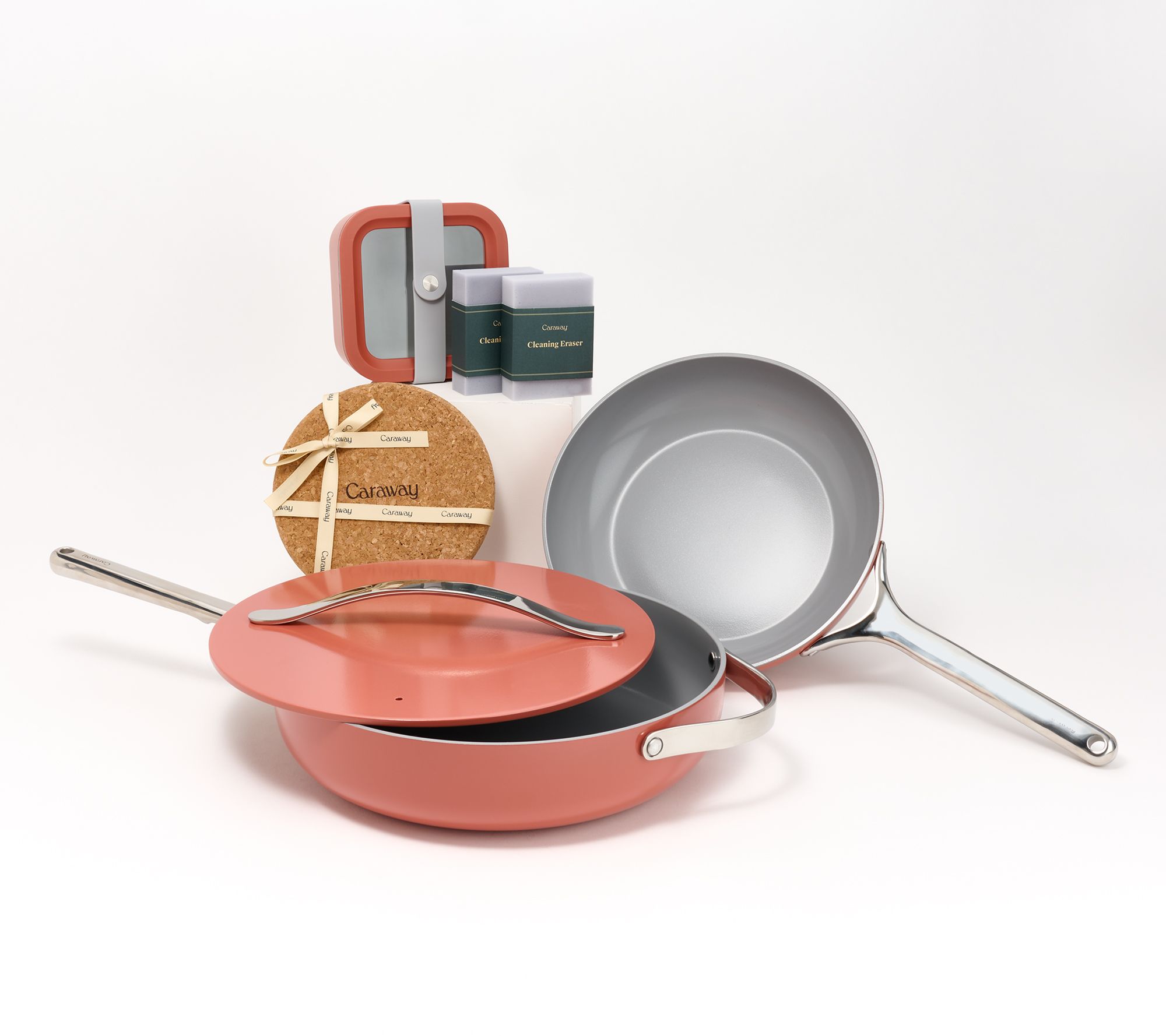 Caraway Home 3-pc Ceramic Nonstick Cookware Set & Container