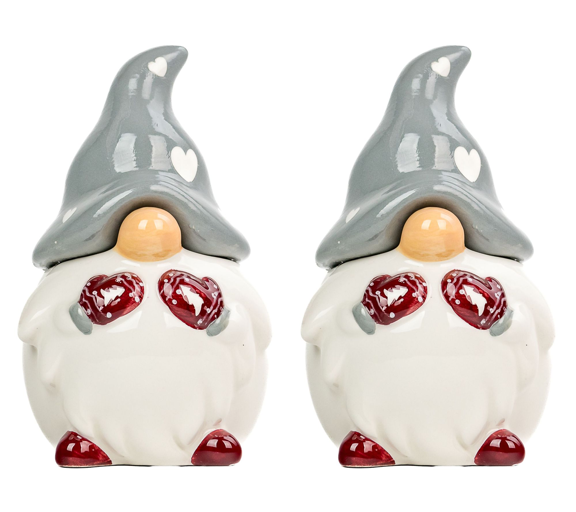 10 Strawberry Street Set of 2 Mini Mitten Gnomes Canisters