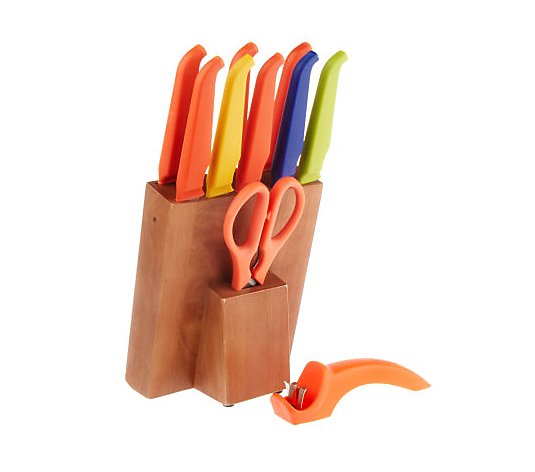 Rachael Ray 10-pc. Colored Knife Set with Manual Sharpener 