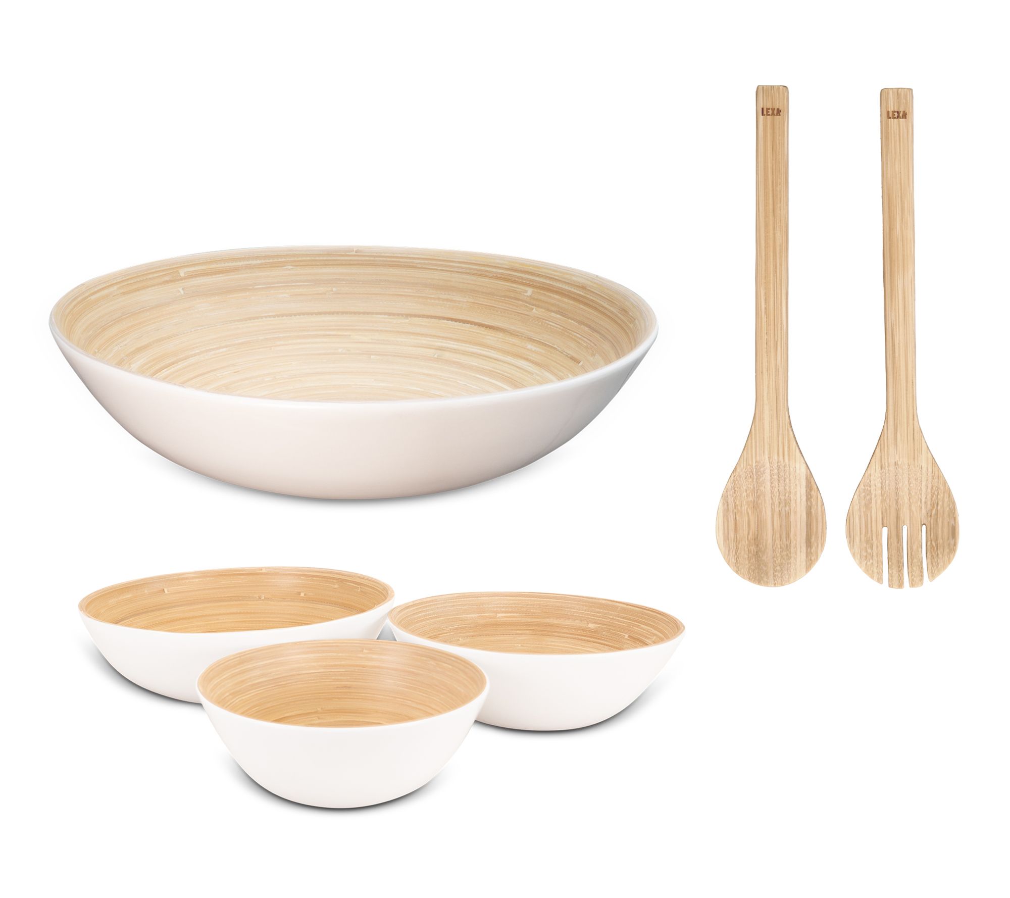 Lexa Bamboo 5 Piece Bowl and Utensil Set