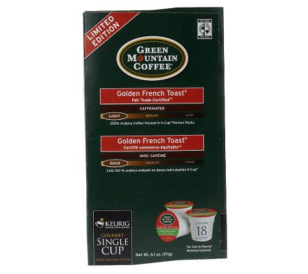 Keurig Green Mountain Golden French Toast Coffee 36 K Cups