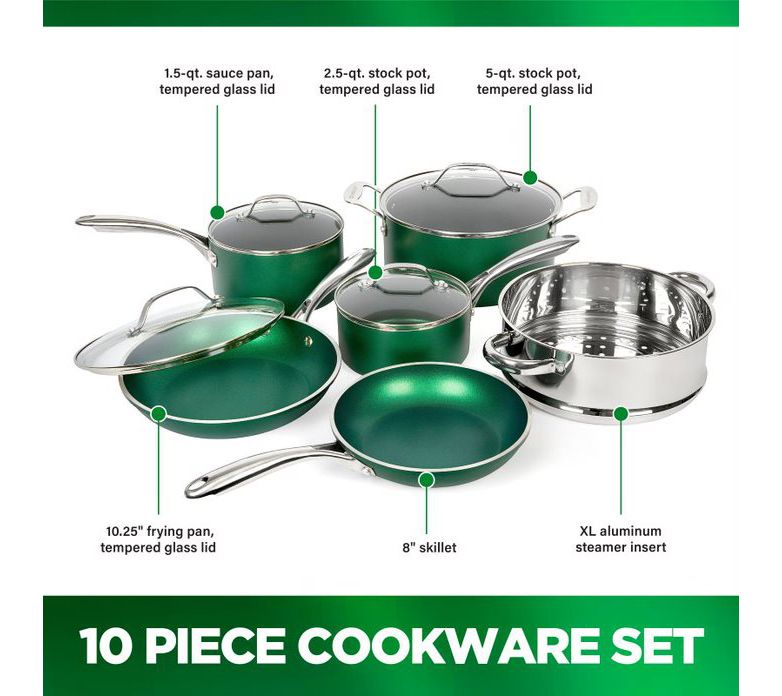 Granitestone Emerald 20 Piece Aluminum Non Stick Cookware & Bakeware Set  with Ultra Nonstick Surface