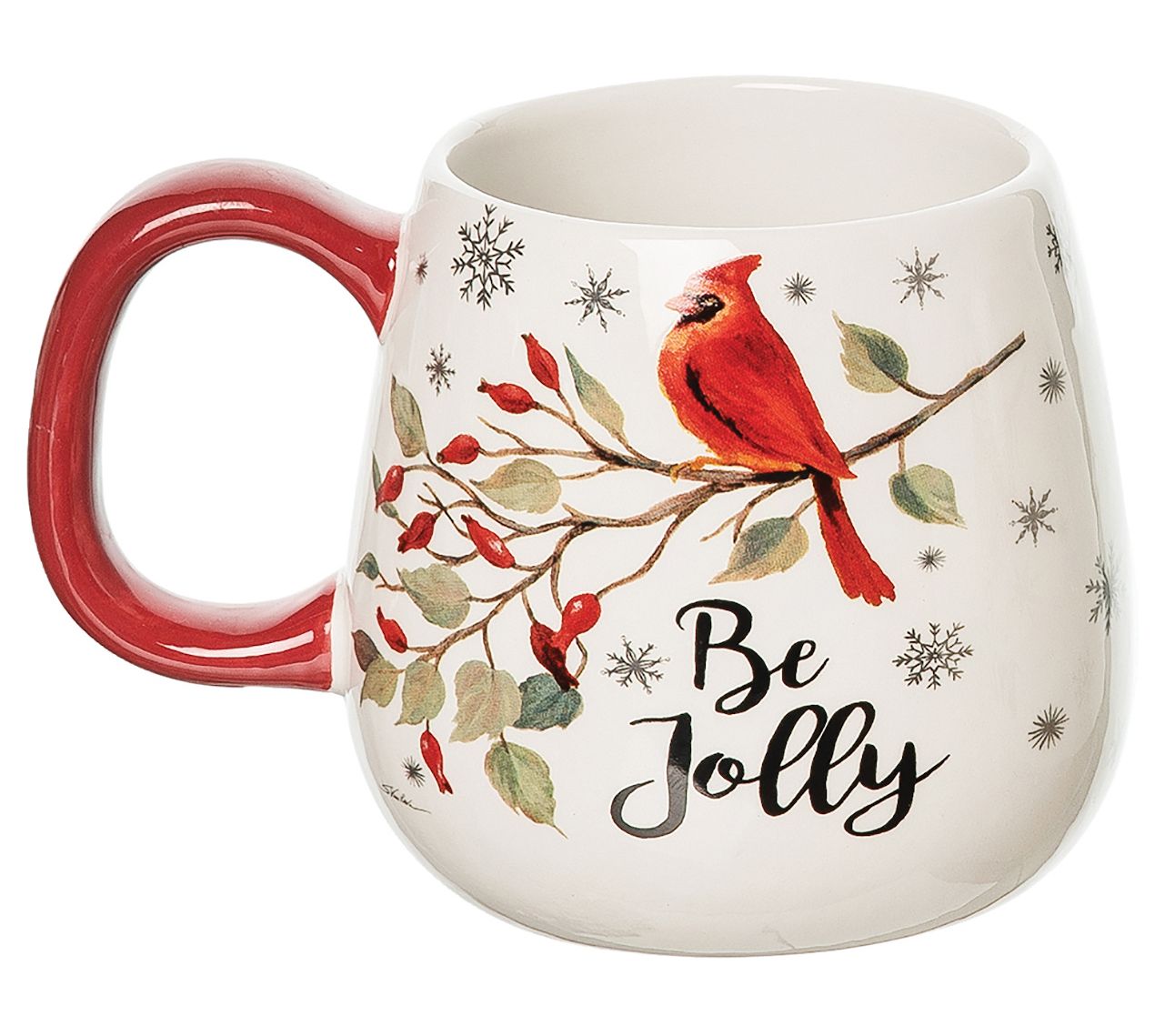 C&F Home Set of 2 30oz Be Jolly Cardinal Christmas Mugs - QVC.com