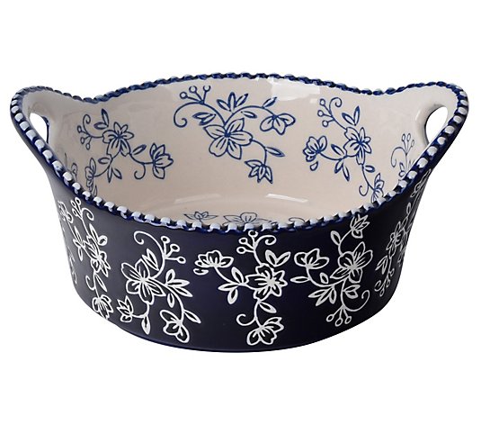 Temp-tations Floral Lace Round Bread Basket with Handles