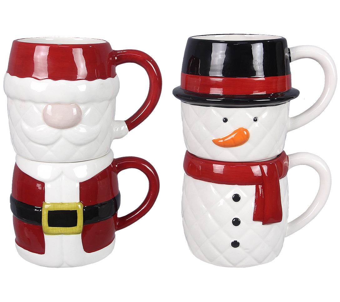 Young's Ceramic Traditional Christmas 2 Piece Sacked Mug Set