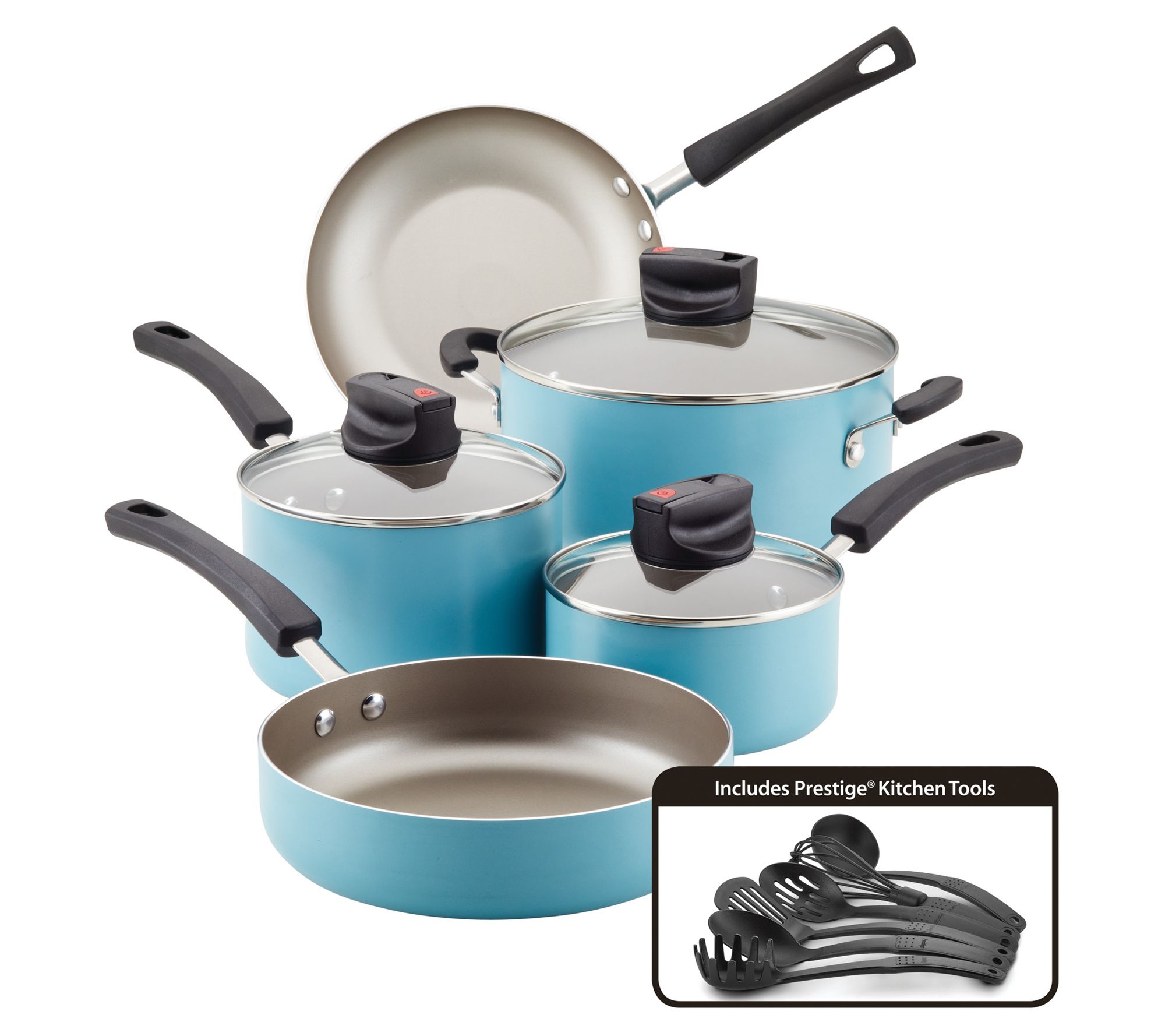 T-fal Simply Cook Ceramic Cookware, 12pc Set, Blue 12 ct