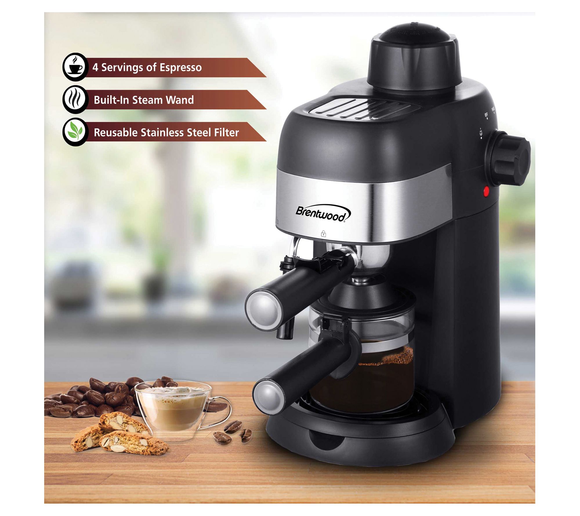 Brentwood 4Cup Espresso & Cappuccino Maker Machine