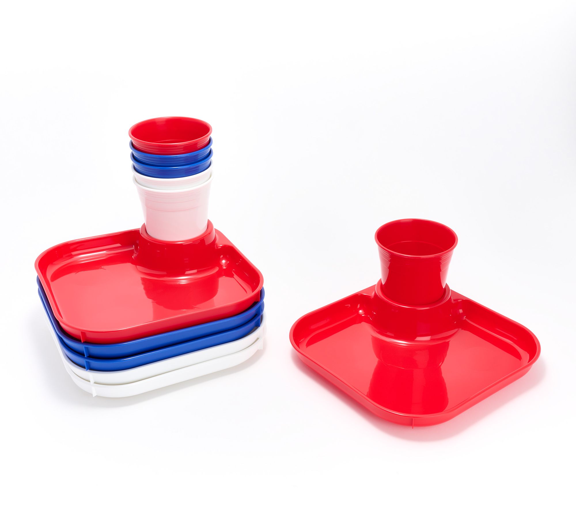 Great Plate 12-Piece Square Nestable Plate and Cup Set