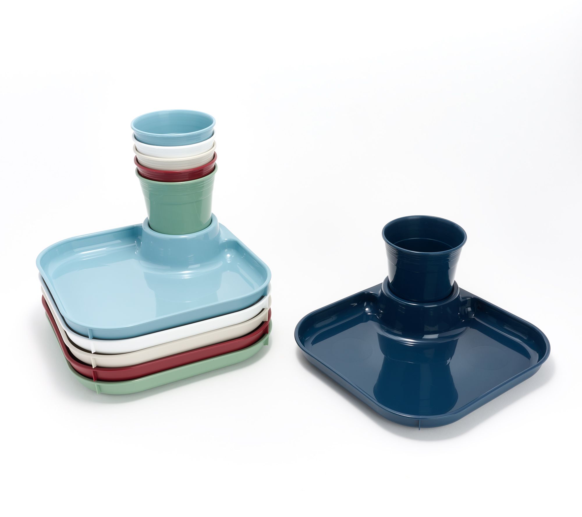 Great Plate 12-Piece Square Nestable Plate and Cup Set