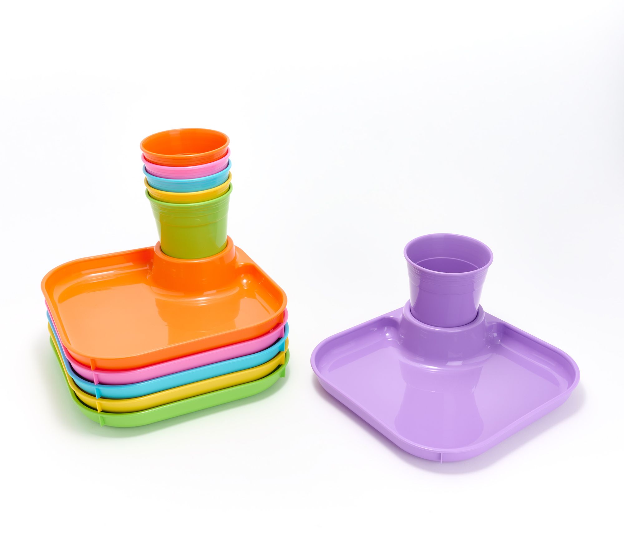 Great Plate 12-Piece Square Nestable Plate and Cup Set