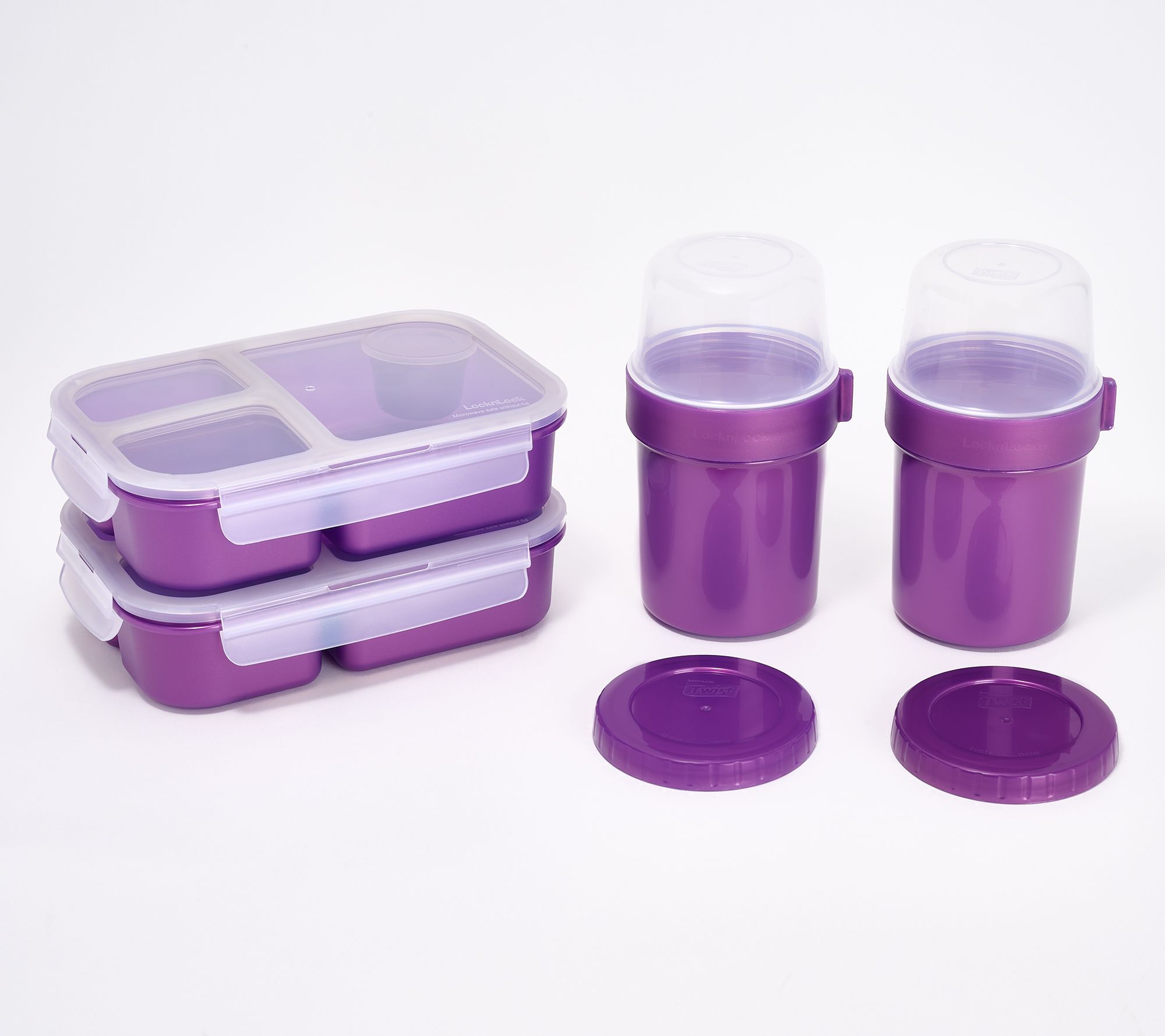 LocknLock S/2 Bento Boxes w/(2) Double Interlocking Containers