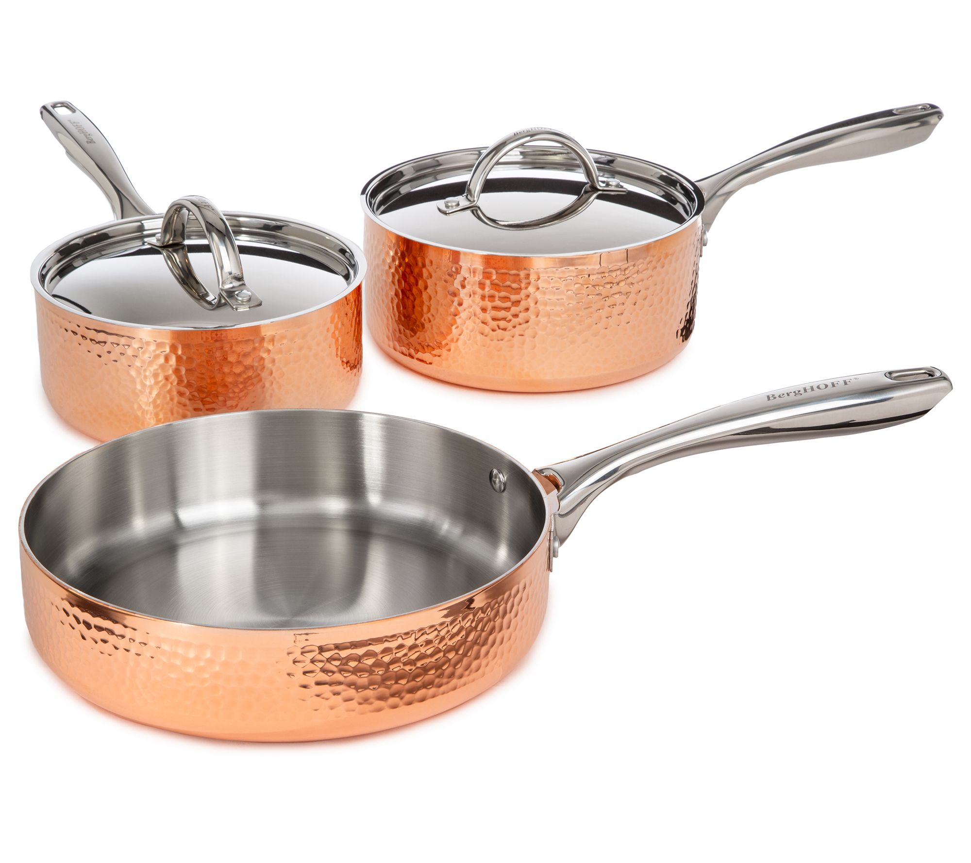 BergHOFF Vintage 5pc Copper Saucepan & Deep Skillet Cook Set