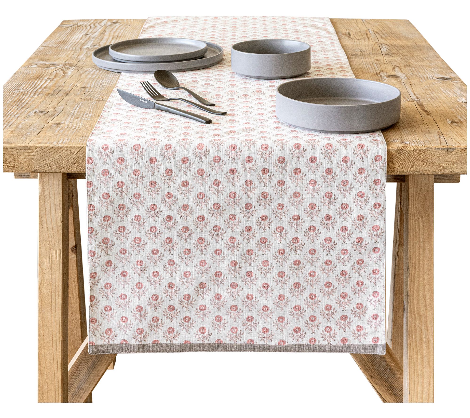 over&back Hand-Blocked Printed Cotton Table Runner