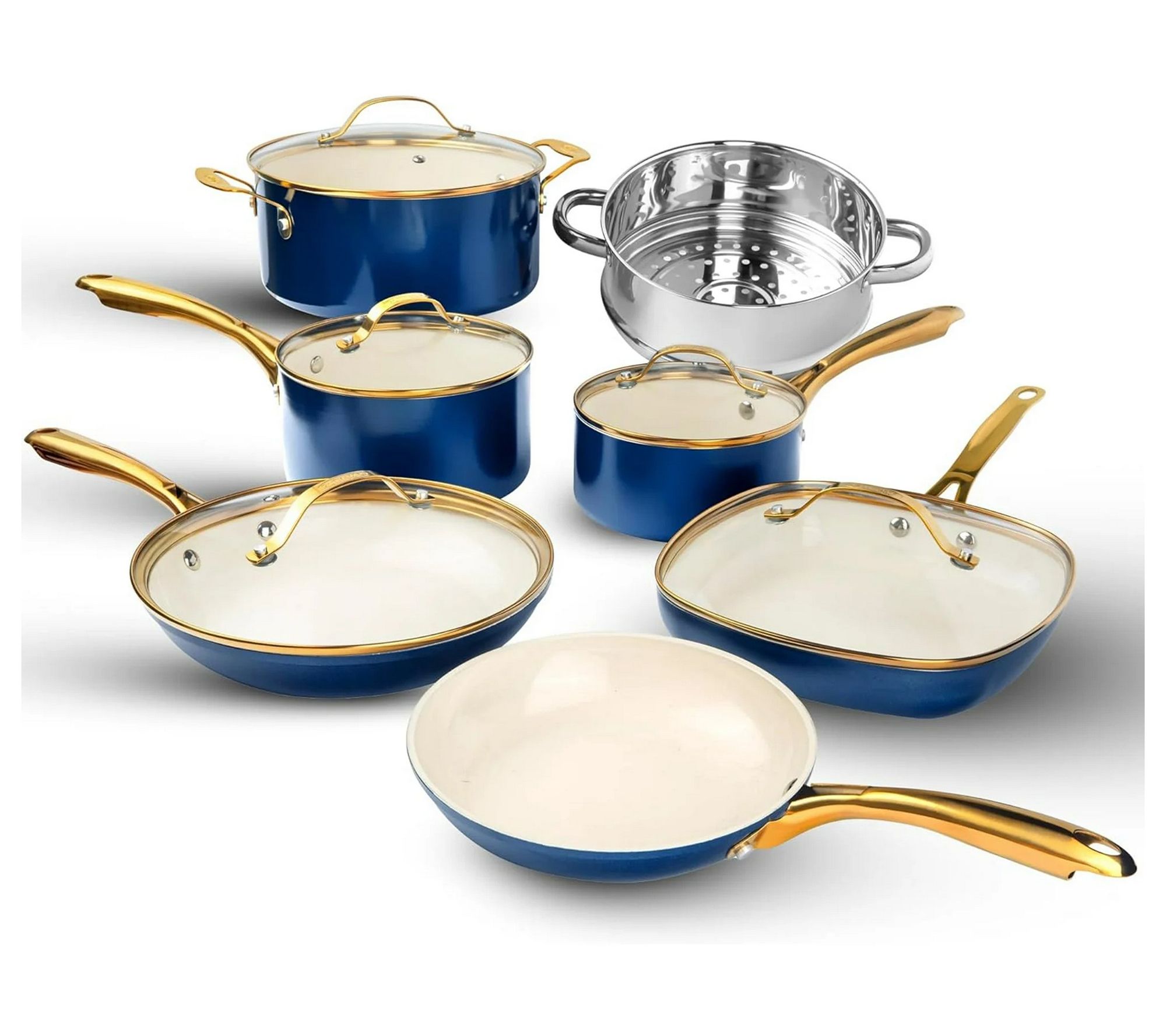 Gotham Steel Navy 12 Piece Ultra Nonstick Cookware Set
