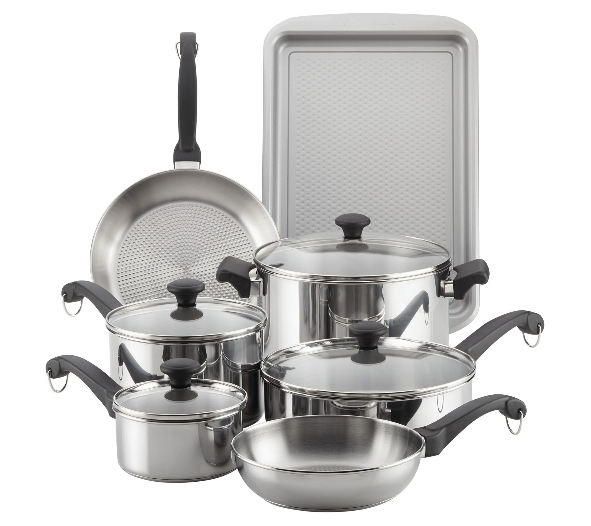 Farberware 14-Piece Classic Traditions Stainless Steel Pots and Pans Set/Cookware  Set, Silver 