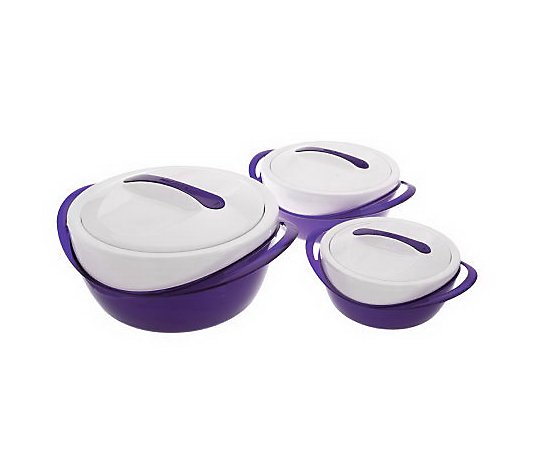 Set of 3 Thermal Hot/Cold Serving Bowls with Lids 