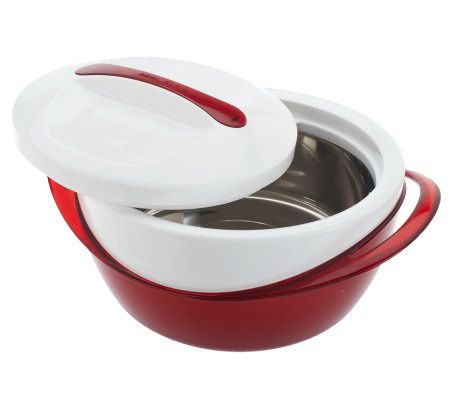 Double Wall Insulated Hot/Cold Serving Bowl with Lid 3 Qt