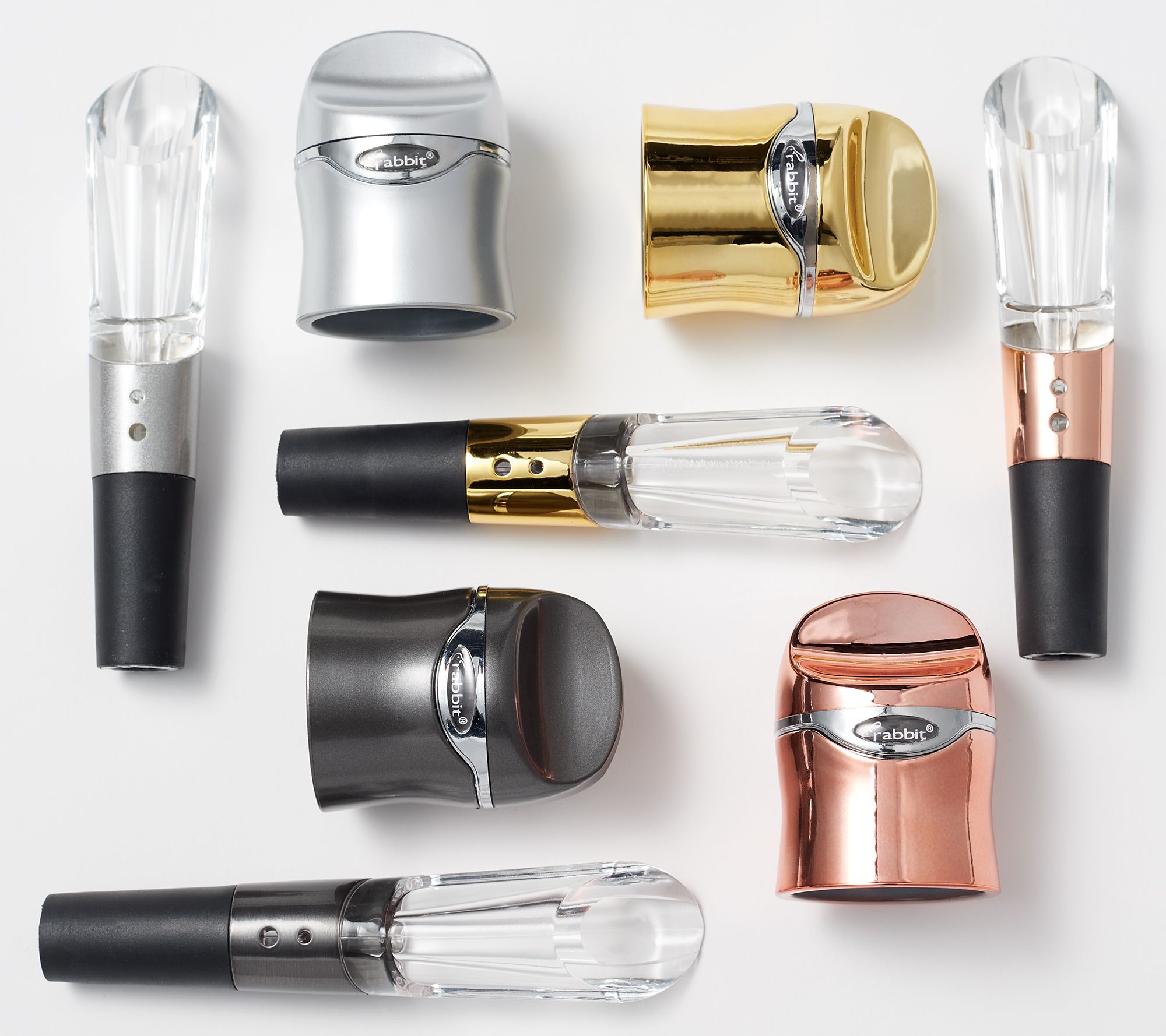 Rabbit Set of 4 Wine Sealer and Aerator Sets with Gift Boxes