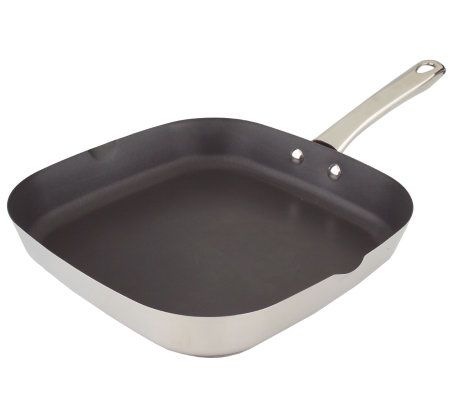CooksEssentials Stainless 500 Nonstick 11 Square Griddle Pan 