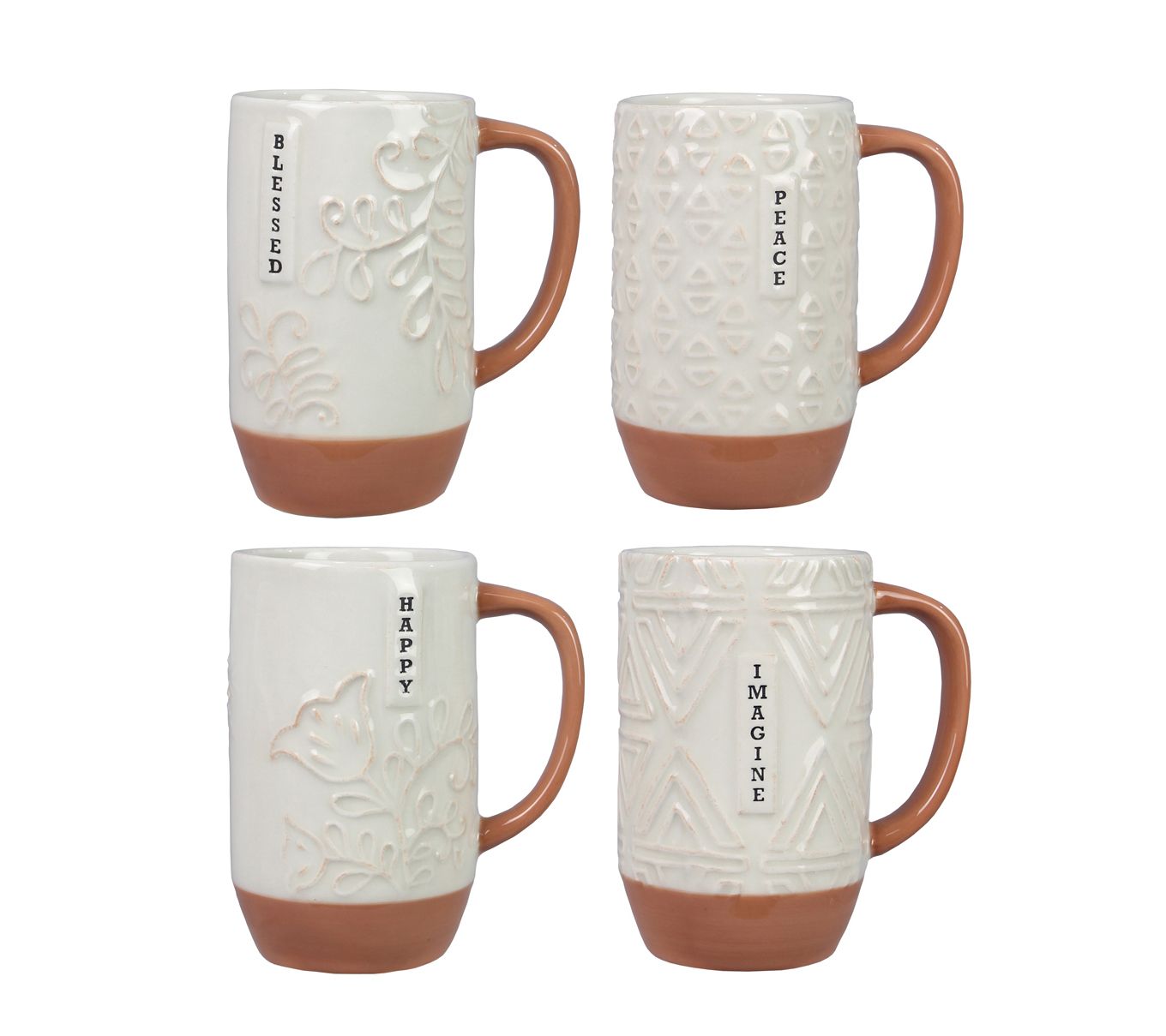 Young's Inc. Set of 4 Ceramic Terra Cotta Mugs