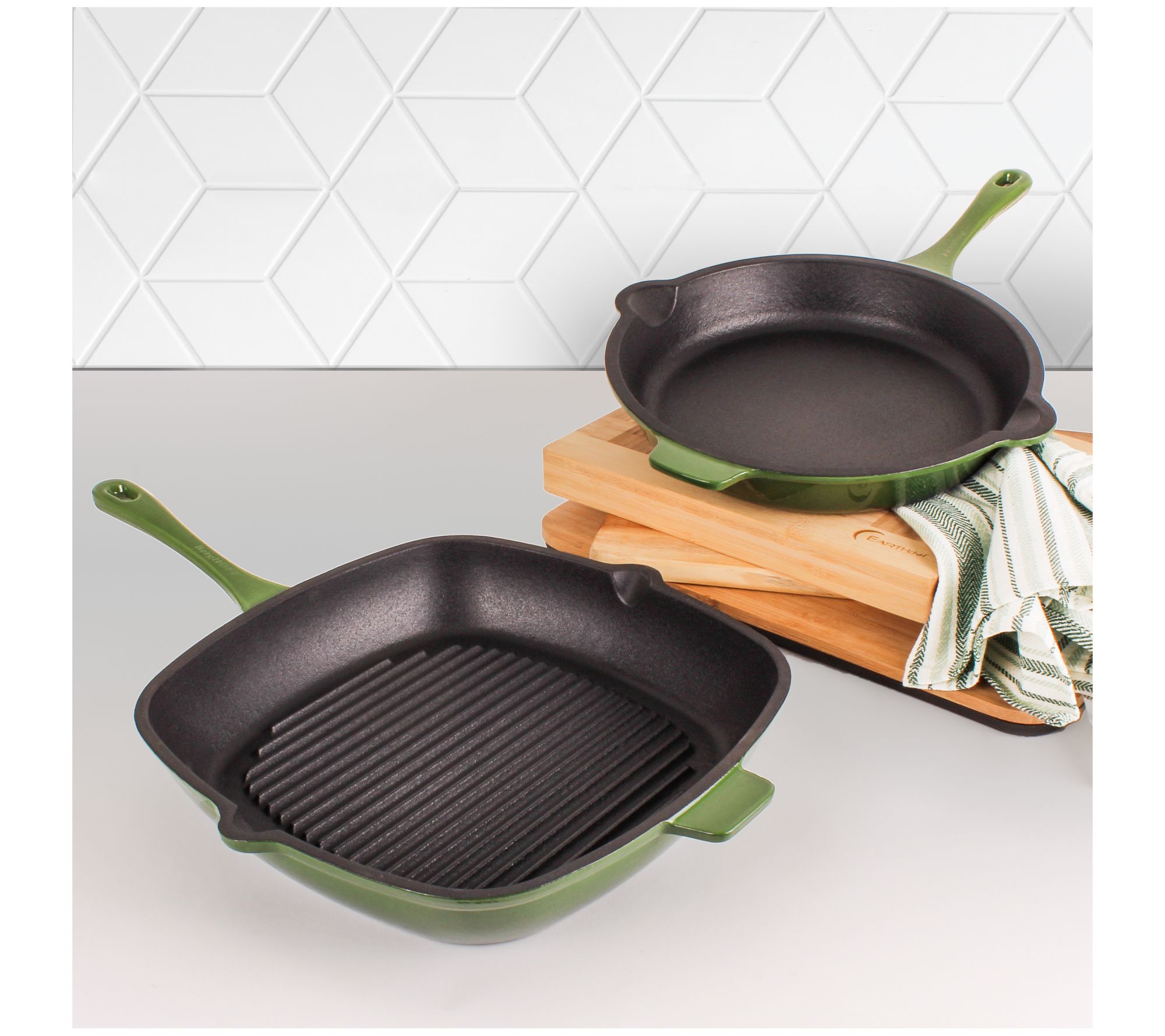 BergHOFF Neo 2P c Cast Iron 10" Fry Pan & 11" Grill Pan Set