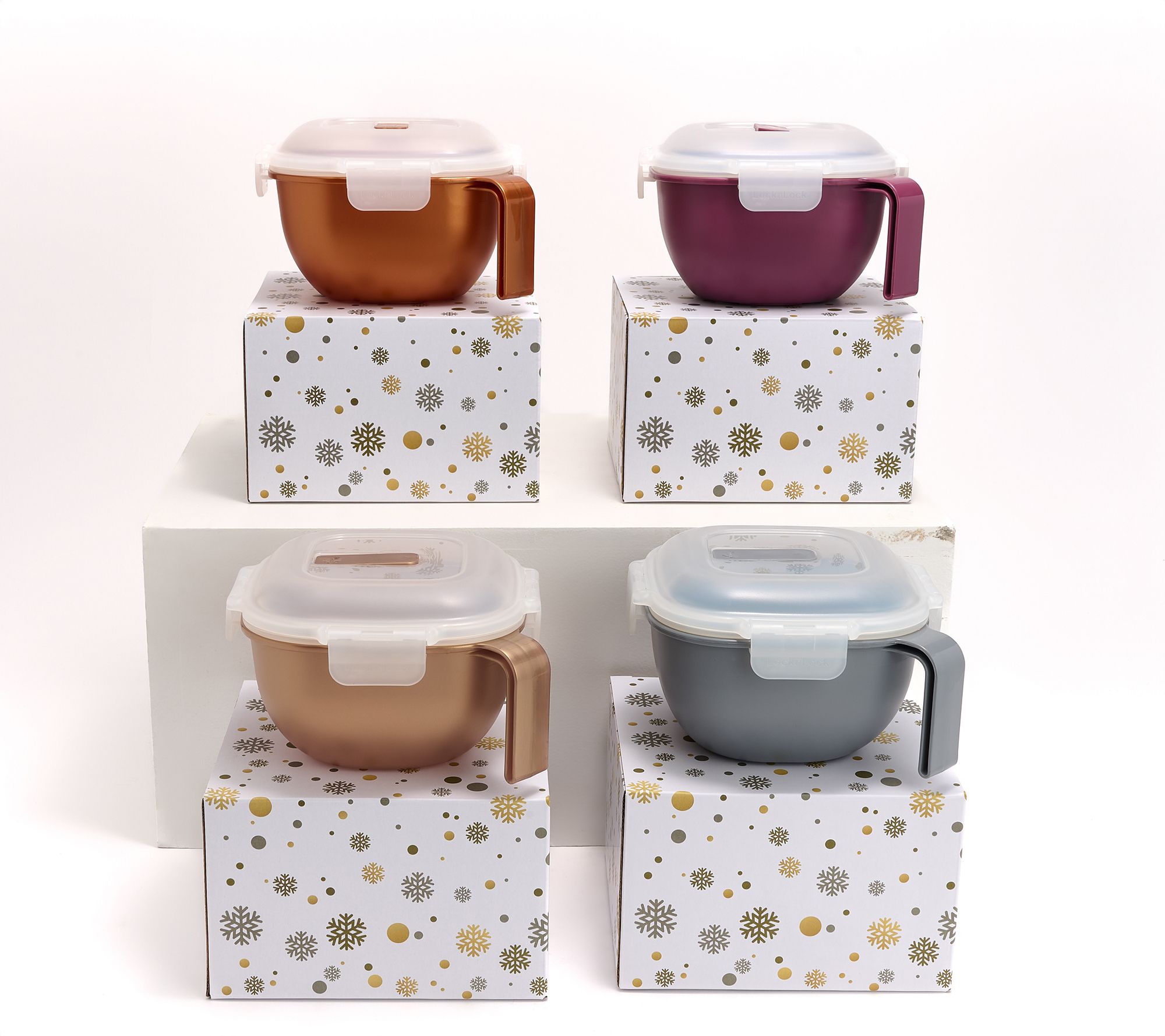 LocknLock S/4 Instant Cook Mugs w/ Vented Lids & Gift Boxes