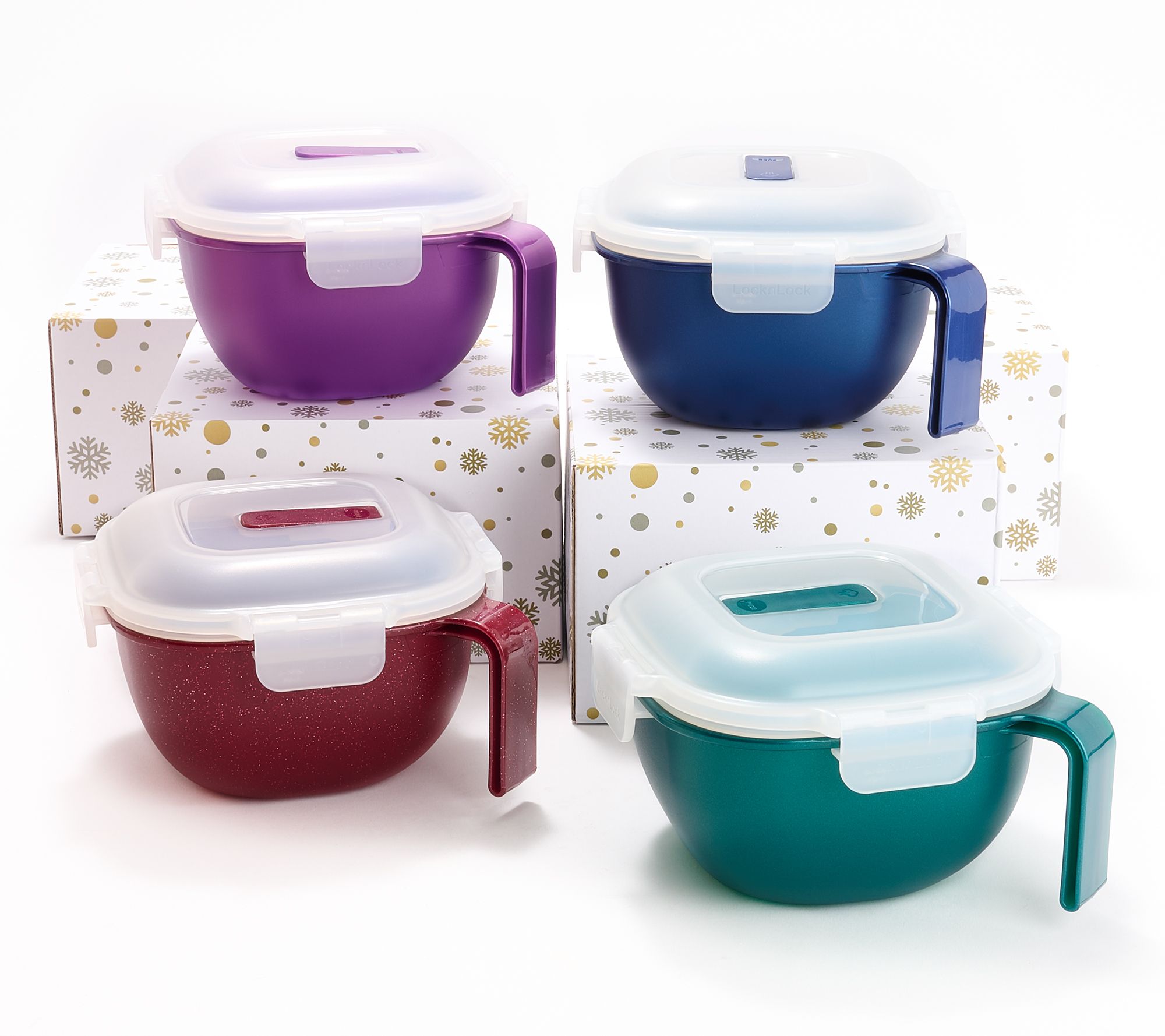 LocknLock S/4 Instant Cook Mugs w/ Vented Lids & Gift Boxes