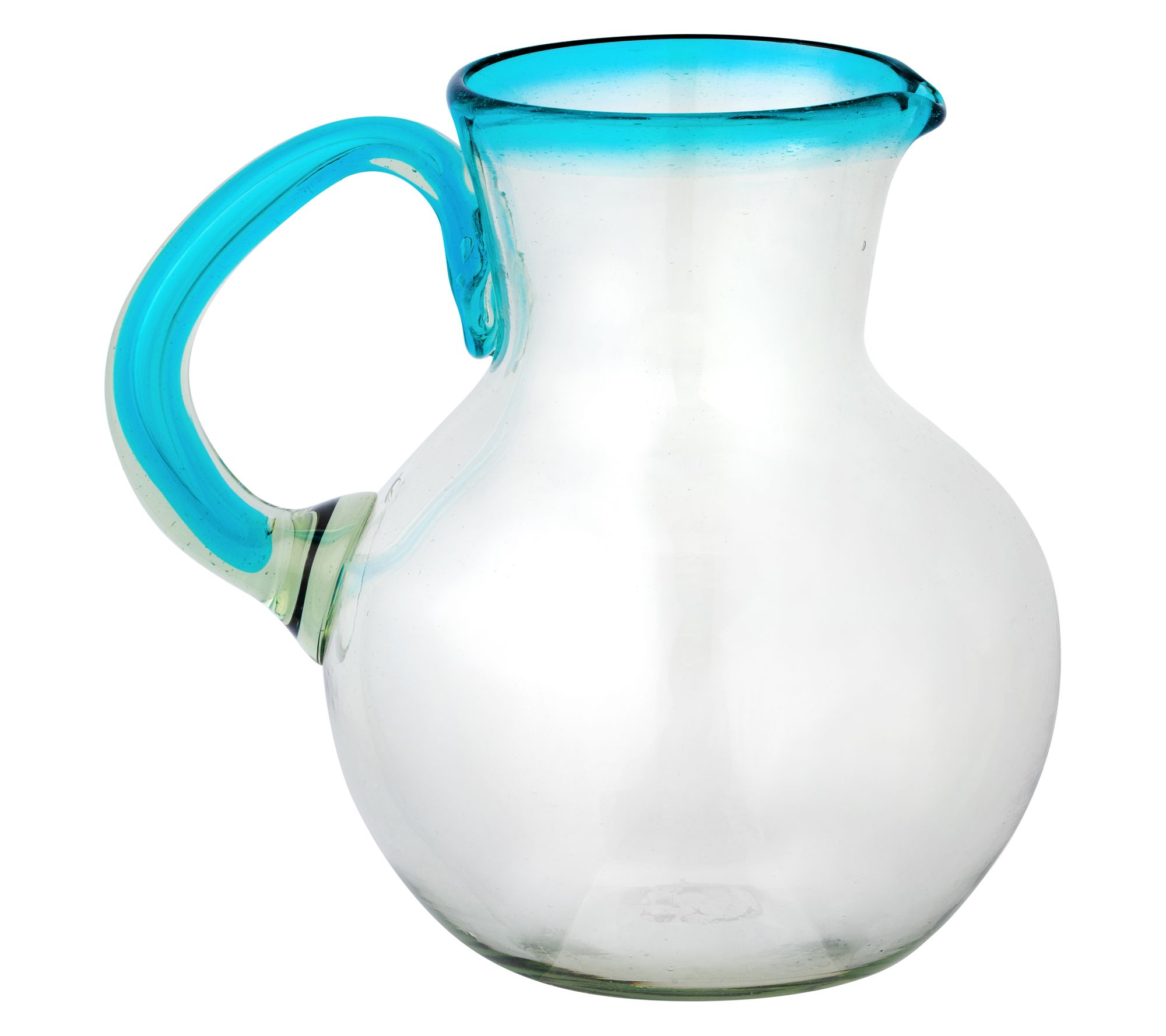 10 Strawberry Street Aqua Rim Pitcher  MexicanGlass