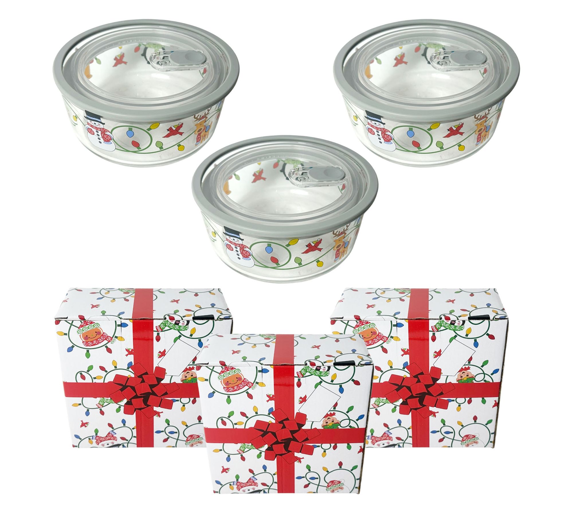 Temp-tations Set of 3 24-oz Lidded Glass Bakers w/ Gift Boxes